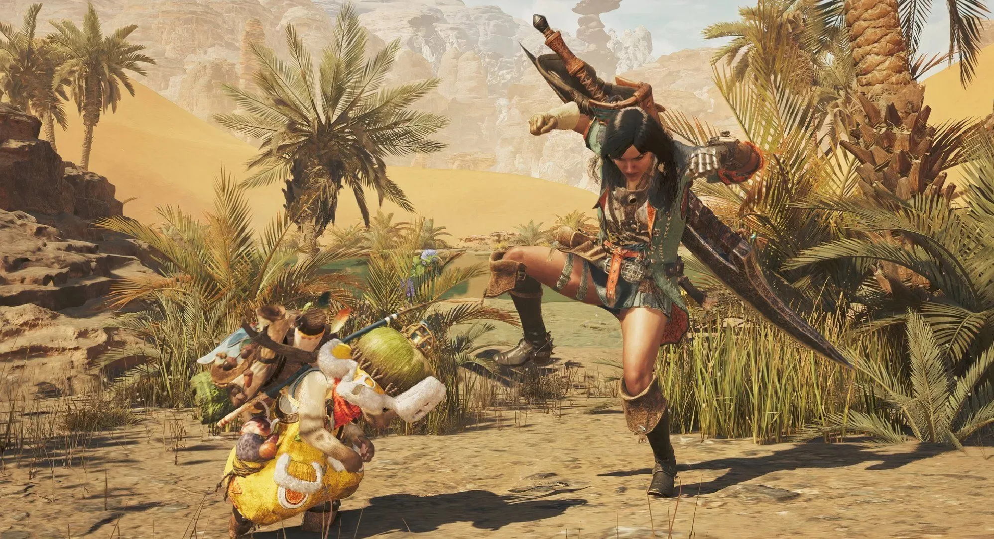 Logo Monster Hunter Wilds với hình ảnh thợ săn và quái vật