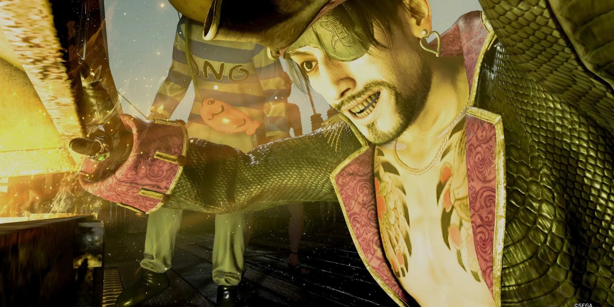 Majima Goro trong bộ trang phục tùy chỉnh đặc sắc trong Like a Dragon: Pirate Yakuza
