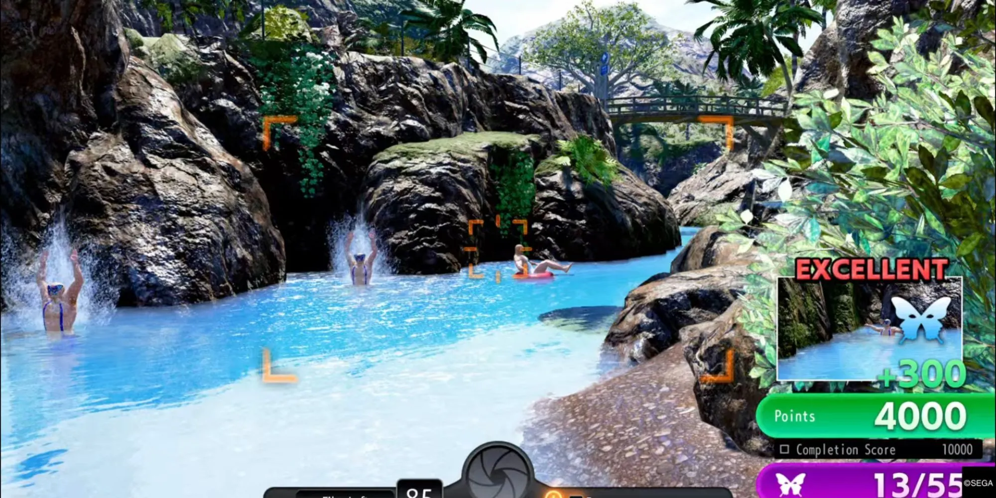 Majima, Noah, Goro và Kuroki trên một chiếc bè khám phá Crystal Papillon Island
