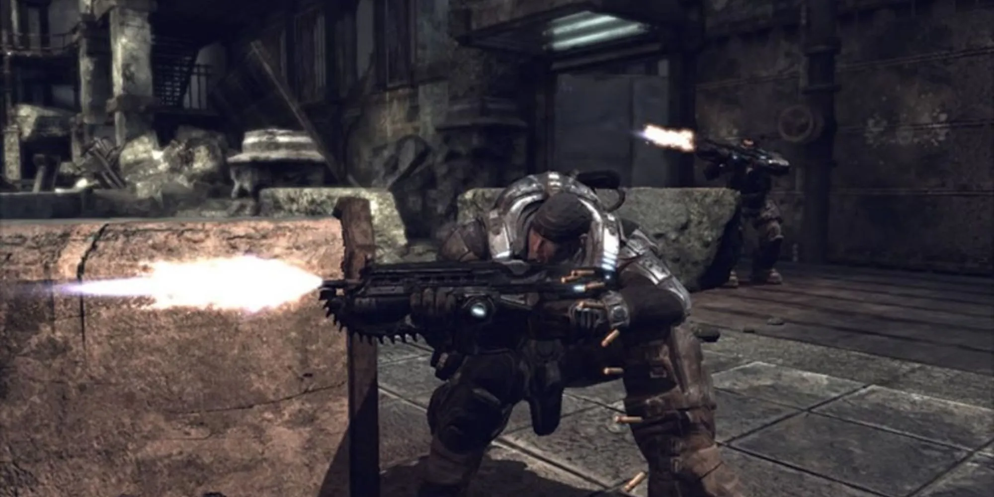 Marcus Fenix và đồng đội trong Gears of War chuẩn bị chiến đấu