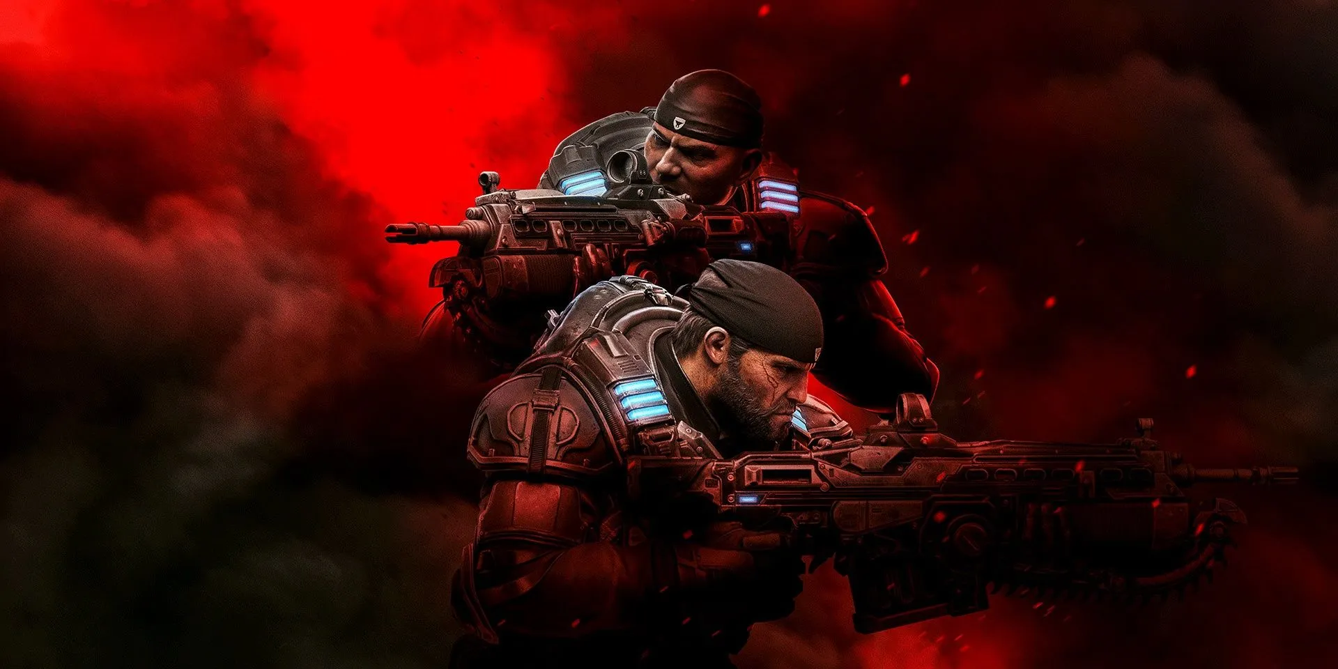 Marcus và Del trong Gears 5, một tựa game bắn súng co-op với những pha hành động nghẹt thở
