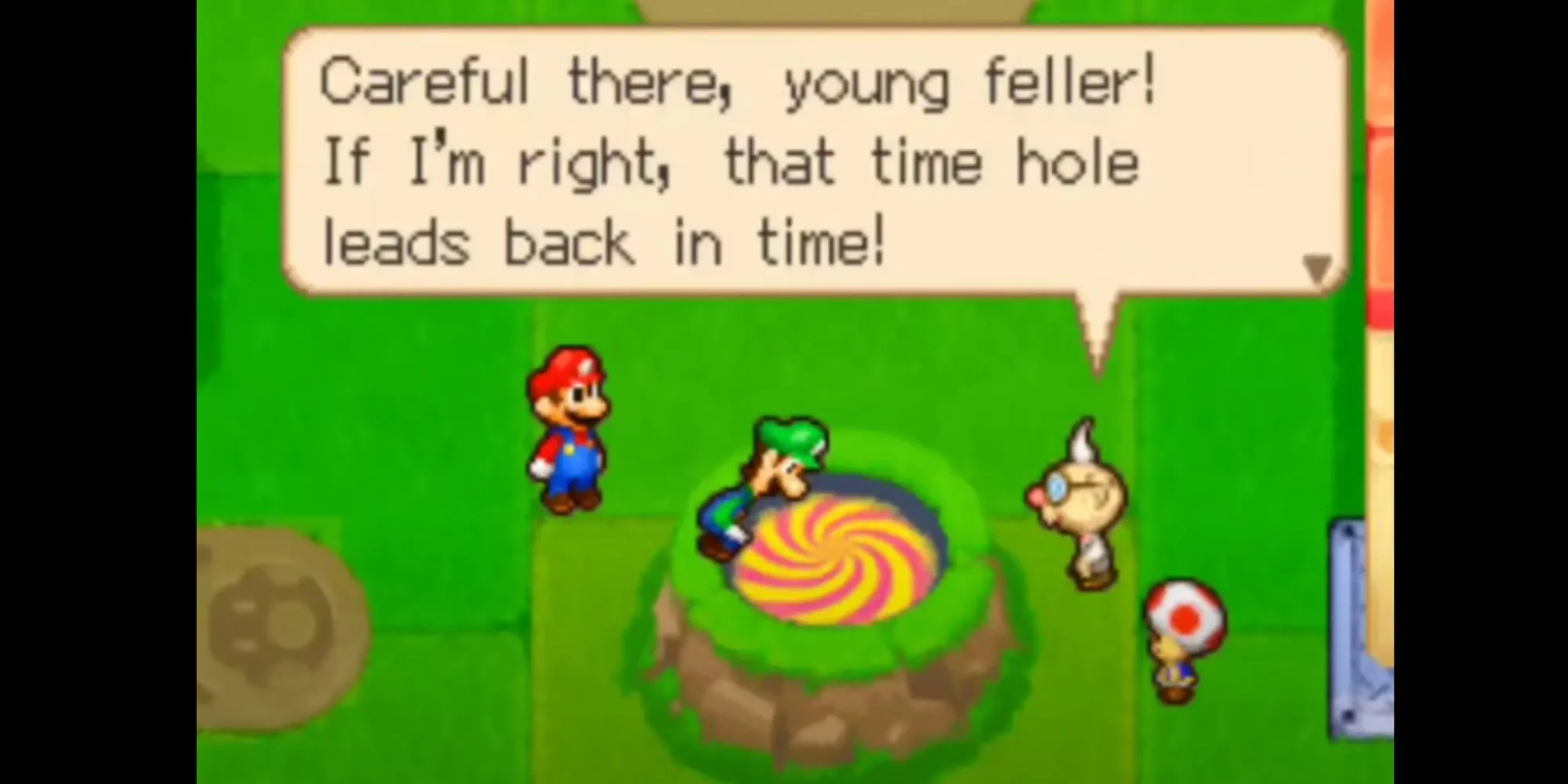 Mario và Luigi hợp tác cùng phiên bản baby của mình trong Mario &amp; Luigi: Partners in Time, một JRPG du hành thời gian vui nhộn