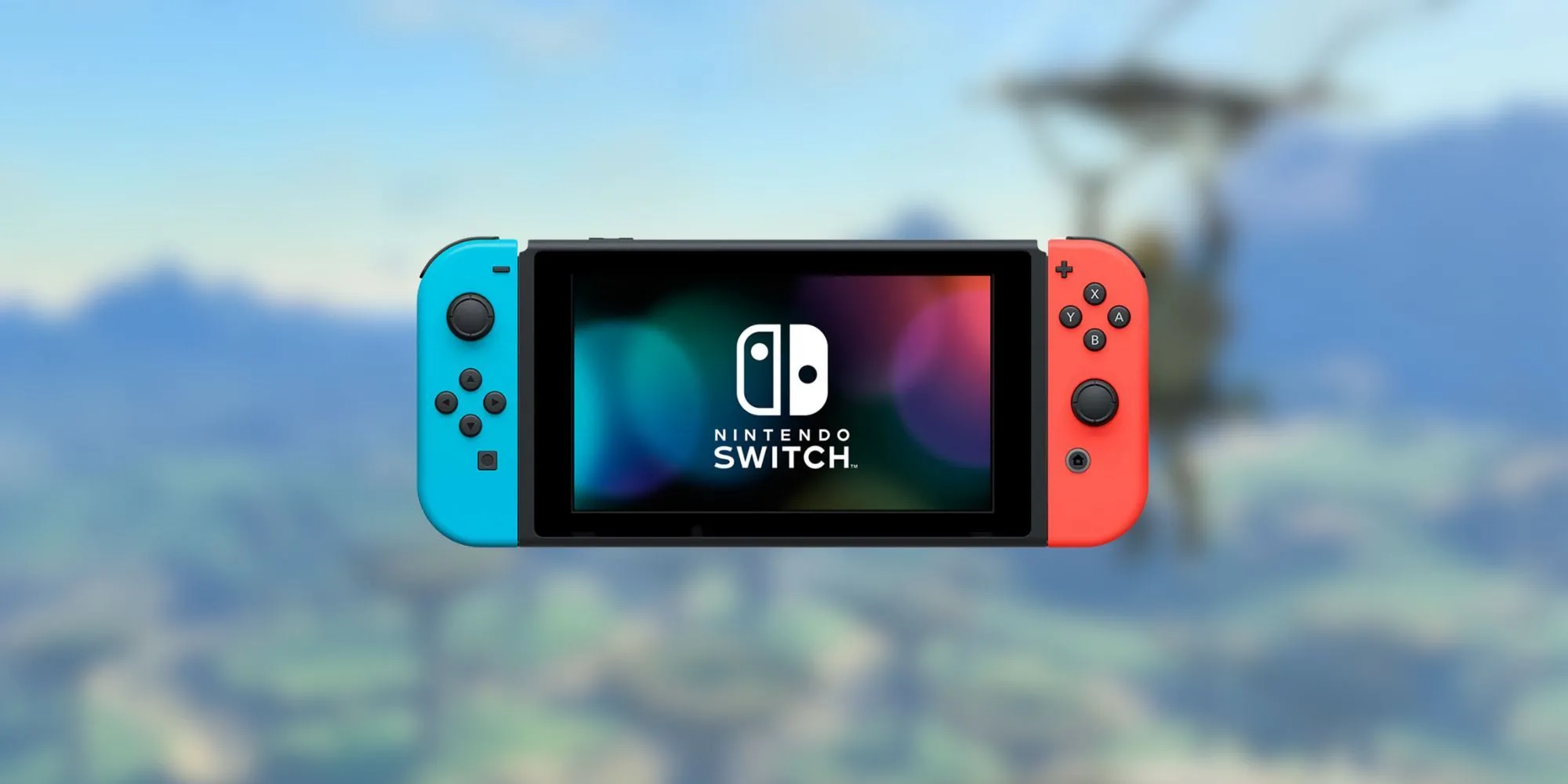 Máy Nintendo Switch phiên bản tiêu chuẩn với Joy-Cons màu xanh và đỏ