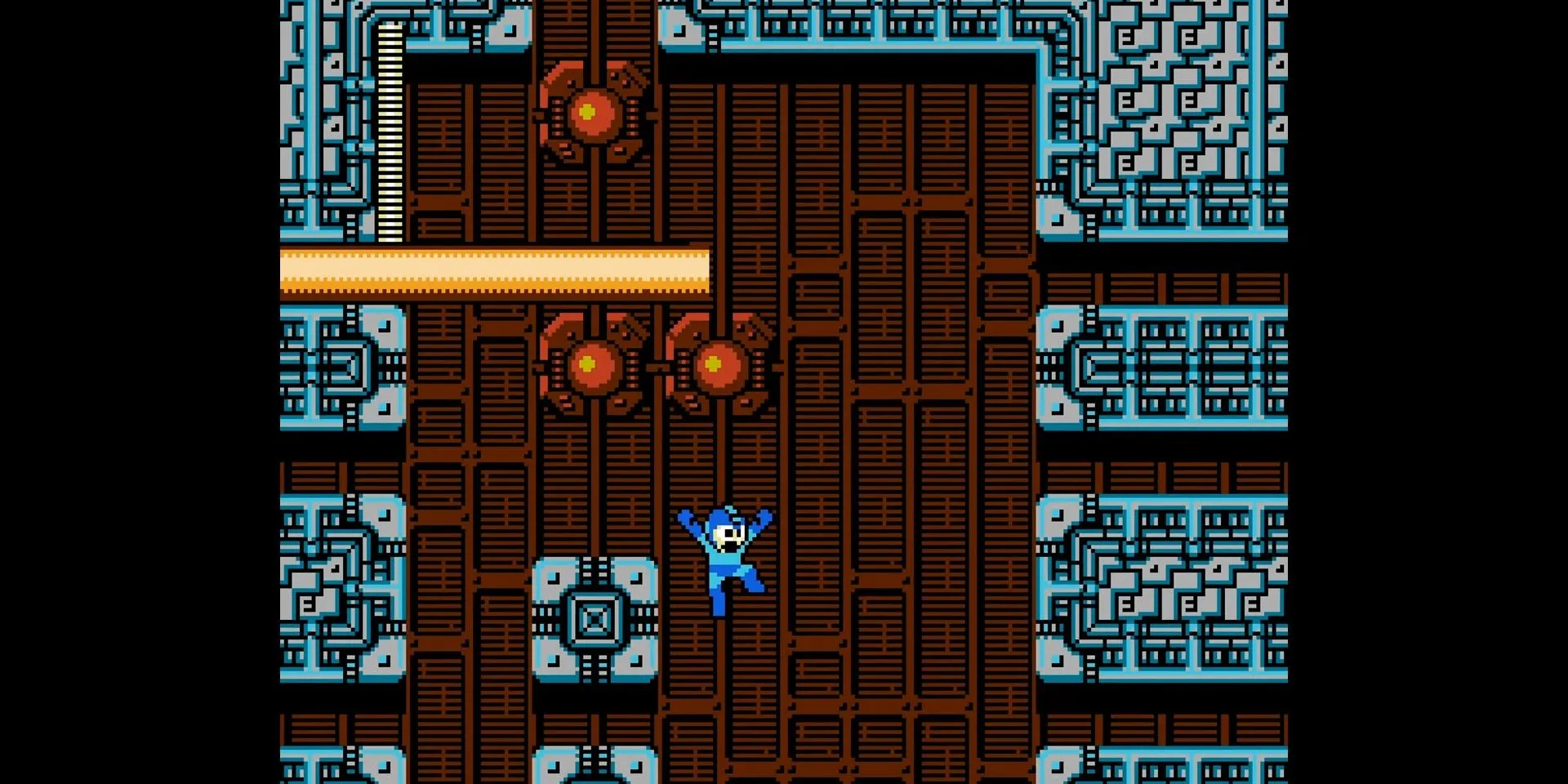 Mega Man đối mặt với những chùm tia tử thần trong màn chơi của Quick Man (Mega Man 2)