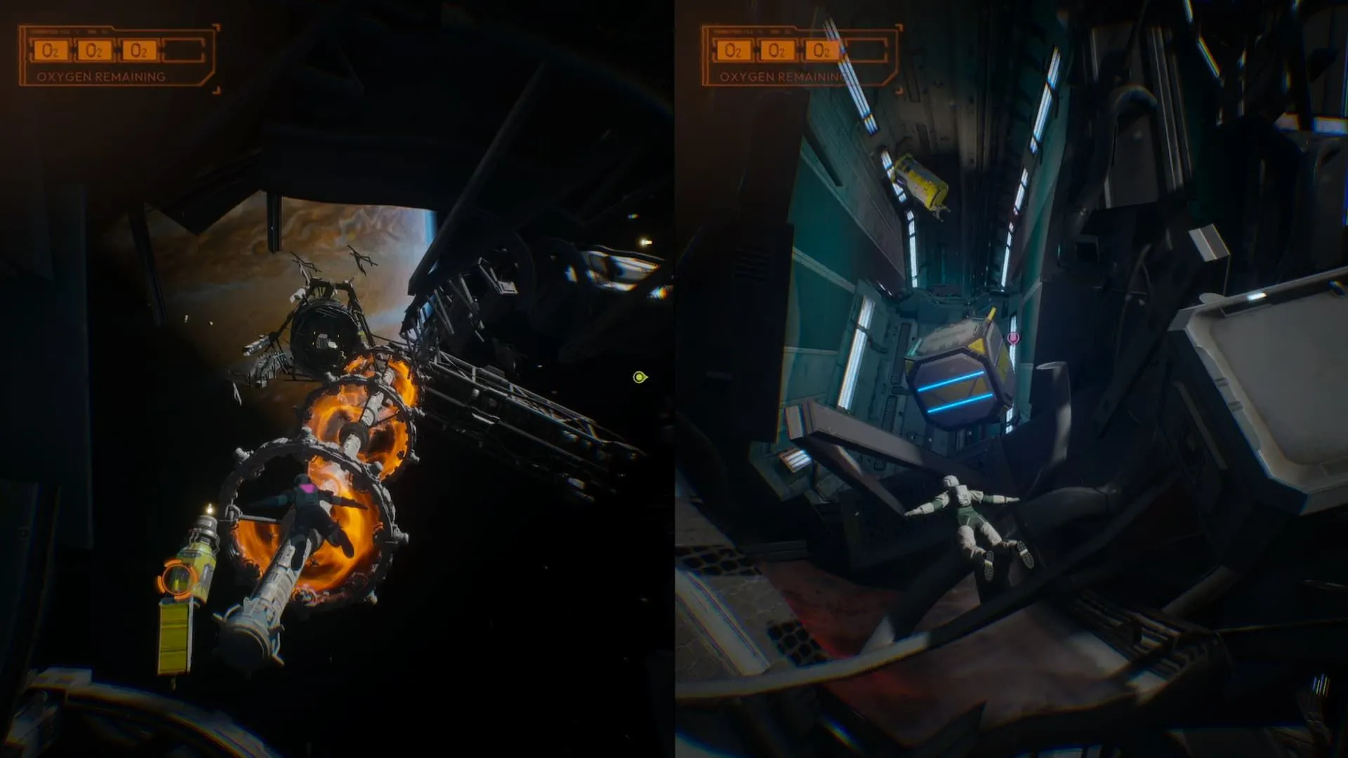 Mio và Zoe bên ngoài phi thuyền, chuẩn bị cho thử thách không gian trong Split Fiction Space Escape