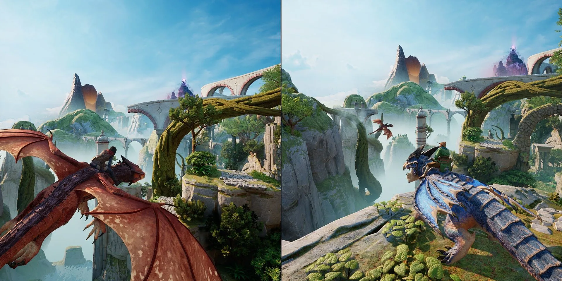 Mio và Zoe cưỡi rồng trong Split Fiction, một tựa game co-op kết hợp nhiều thể loại độc đáo