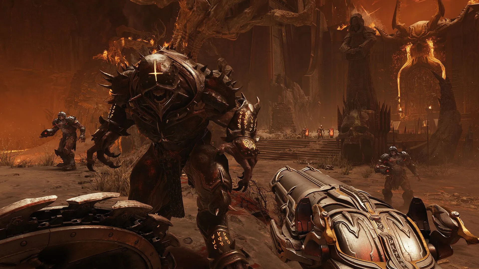 Một cảnh hành động trong game DOOM: The Dark Ages