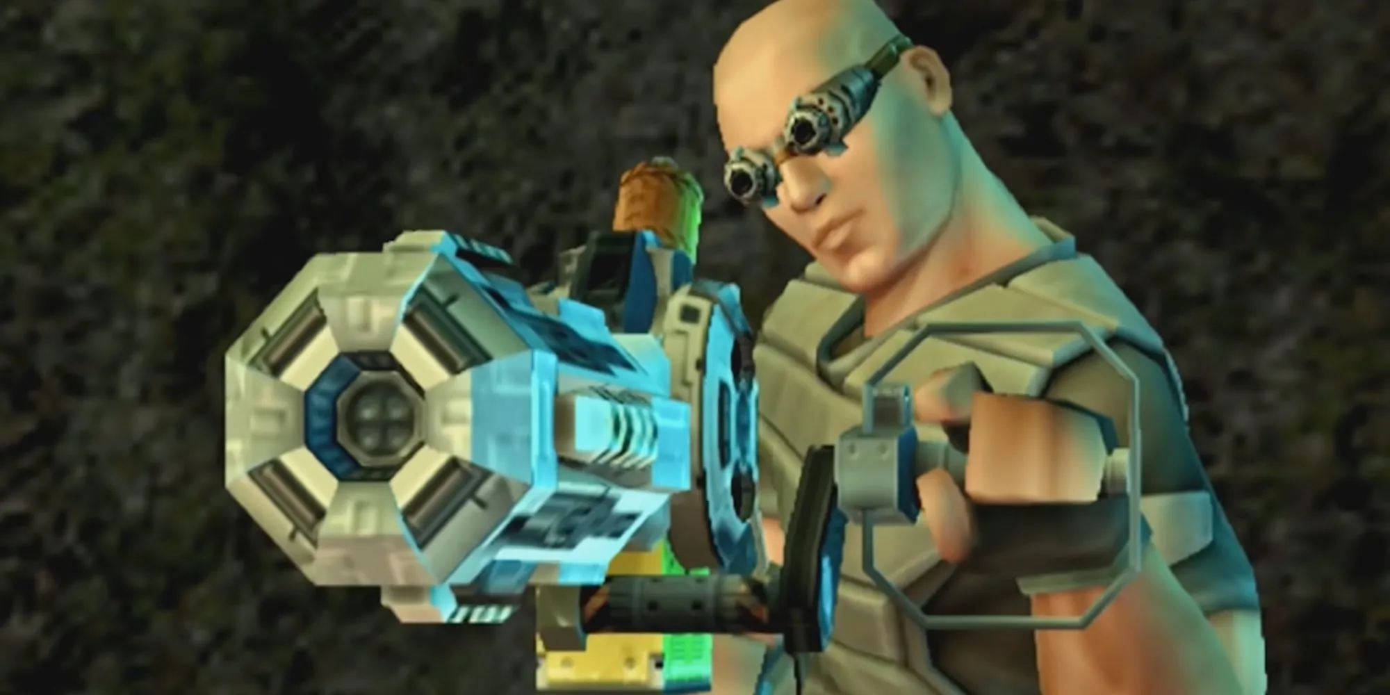 Một cảnh hành động trong game FPS TimeSplitters Future Perfect với yếu tố du hành thời gian
