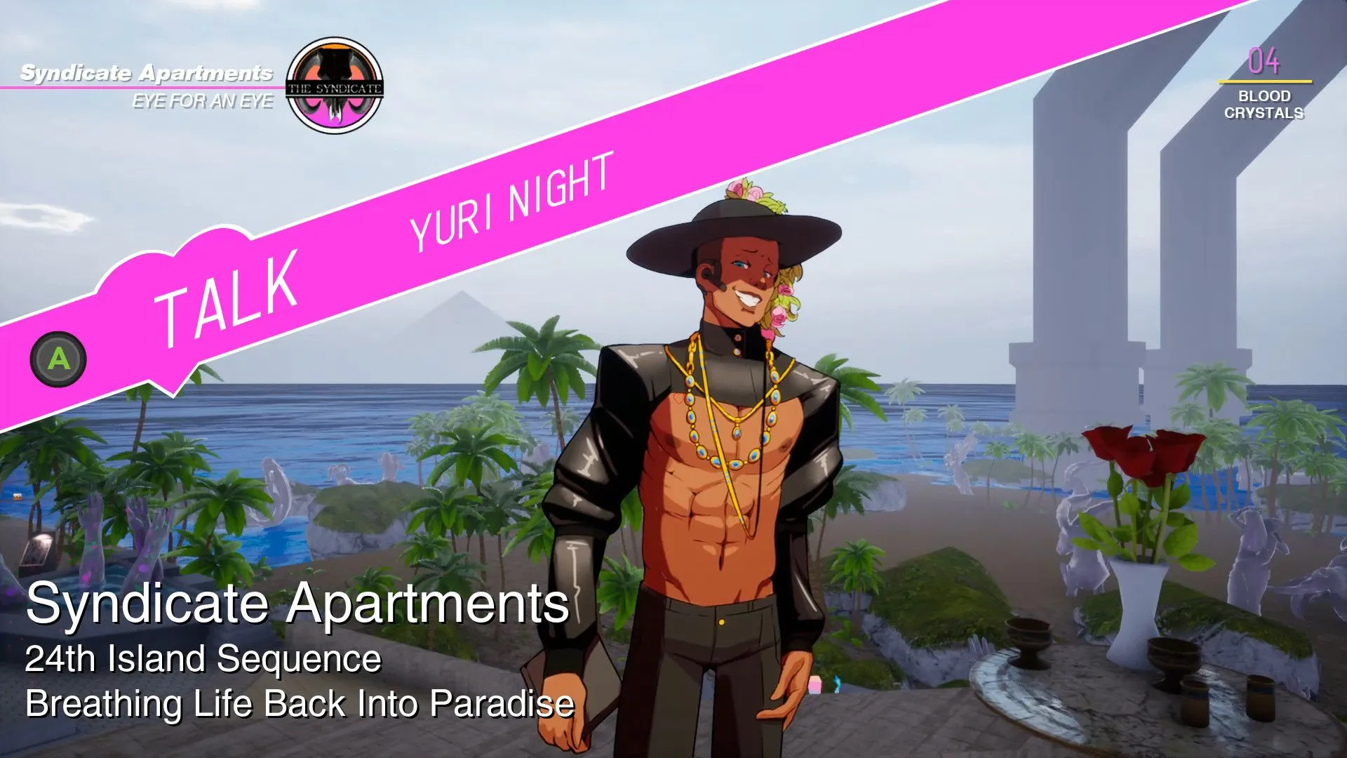 Một cảnh quan đầy màu sắc và kỳ ảo trong game Paradise Killer