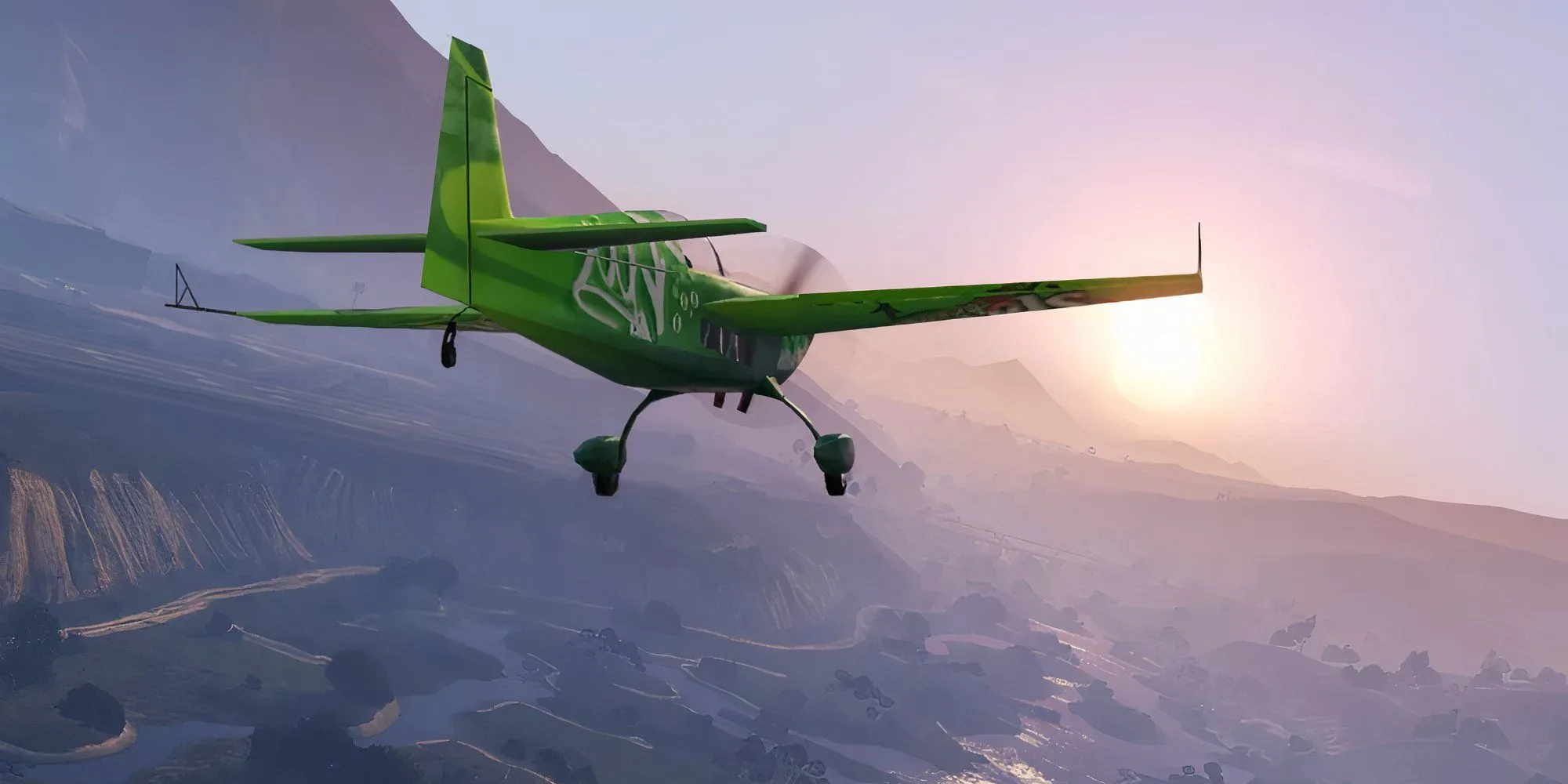 Một chiếc máy bay đang bay lượn trên bầu trời xanh của Grand Theft Auto 5