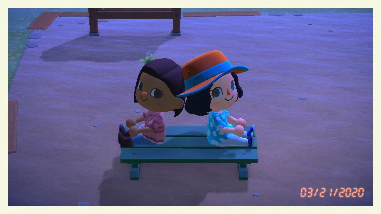 Người viết bài Elena Chapella cùng bạn thân trong game Animal Crossing New Horizons