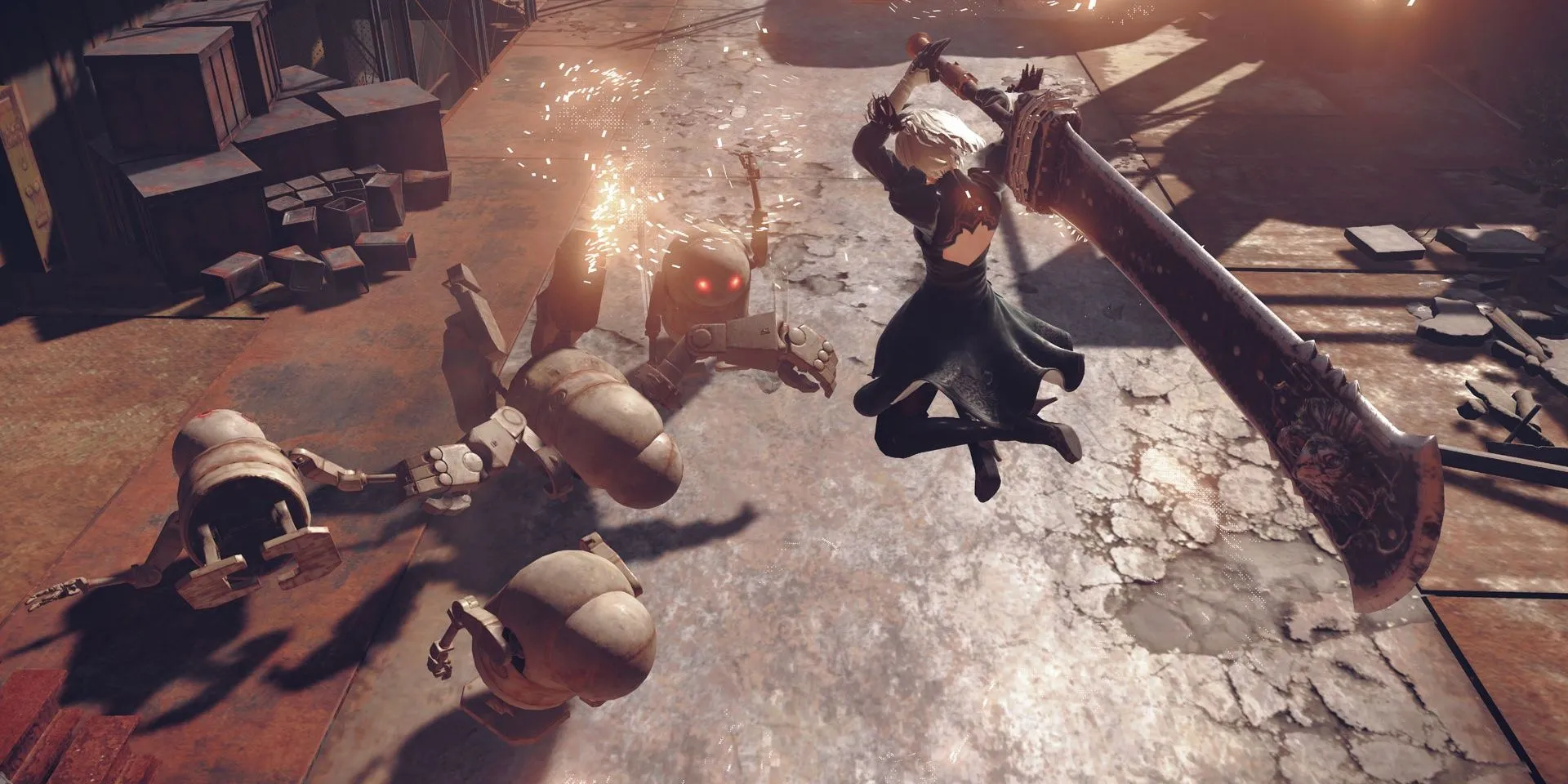 Nhân vật 2B sử dụng kiếm trong NieR: Automata