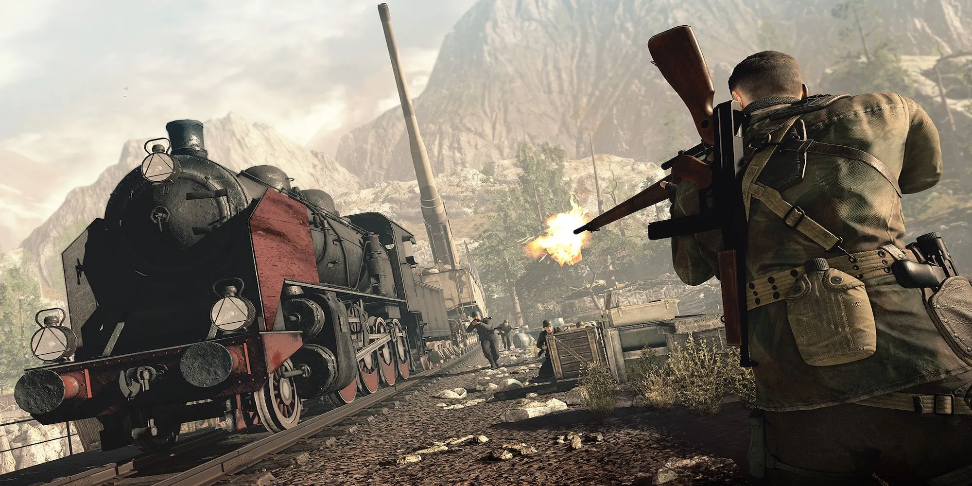 Nhân vật chính Sniper Elite 4 ngắm bắn kẻ thù từ xa trong màn đêm