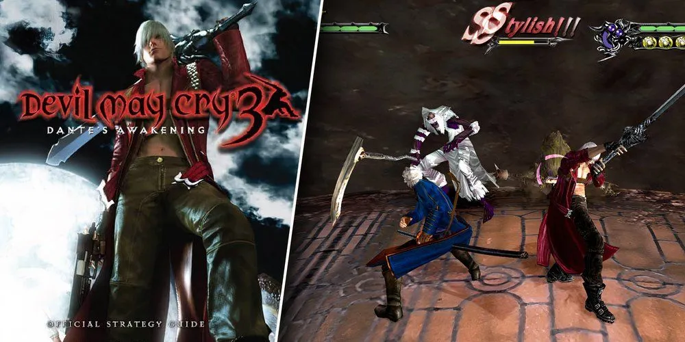Nhân vật Dante chiến đấu phong cách trong Devil May Cry 3 trên PS2