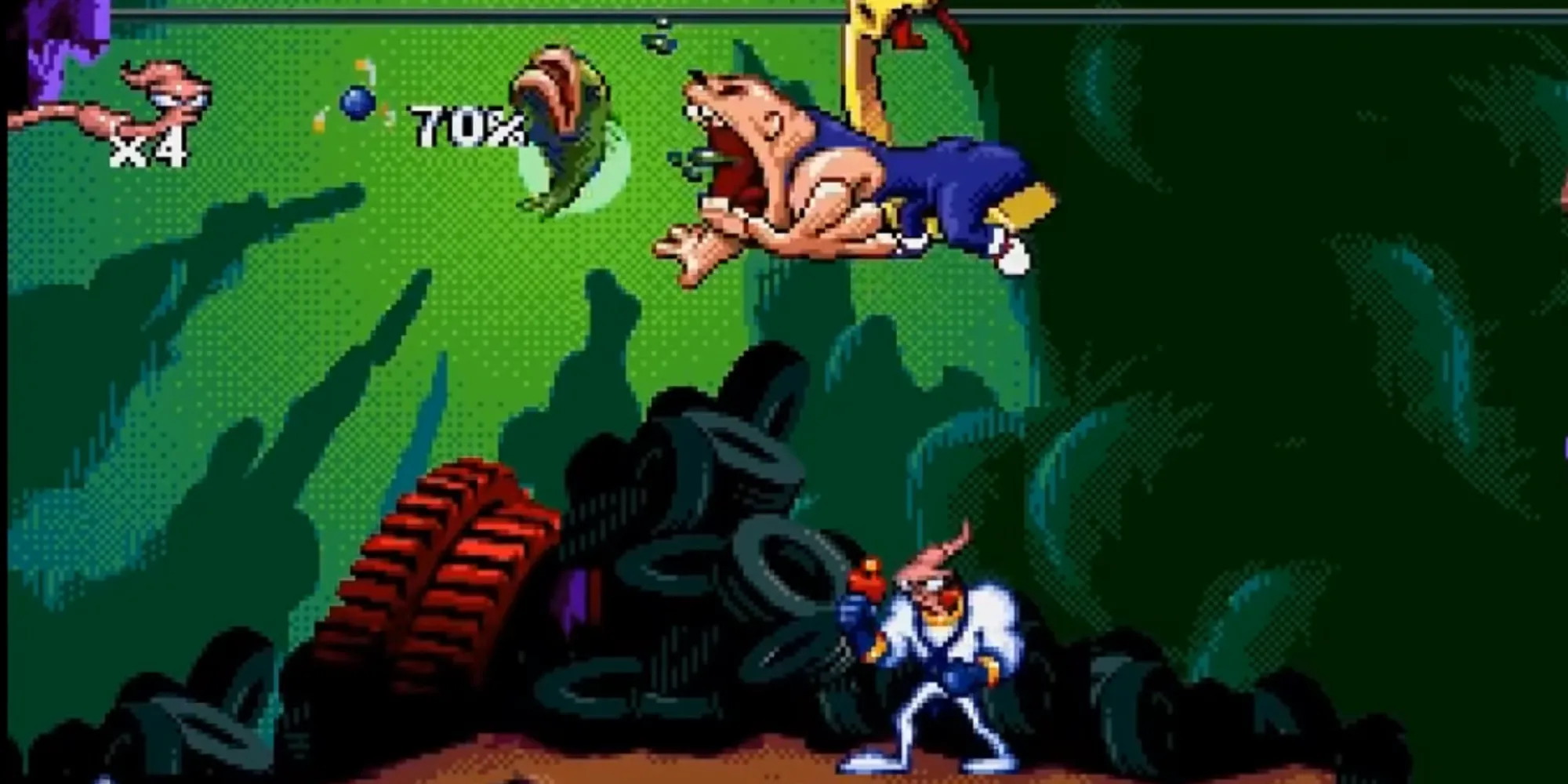 Nhân vật giun đất Earthworm Jim hài hước trong tựa game platformer kinh điển