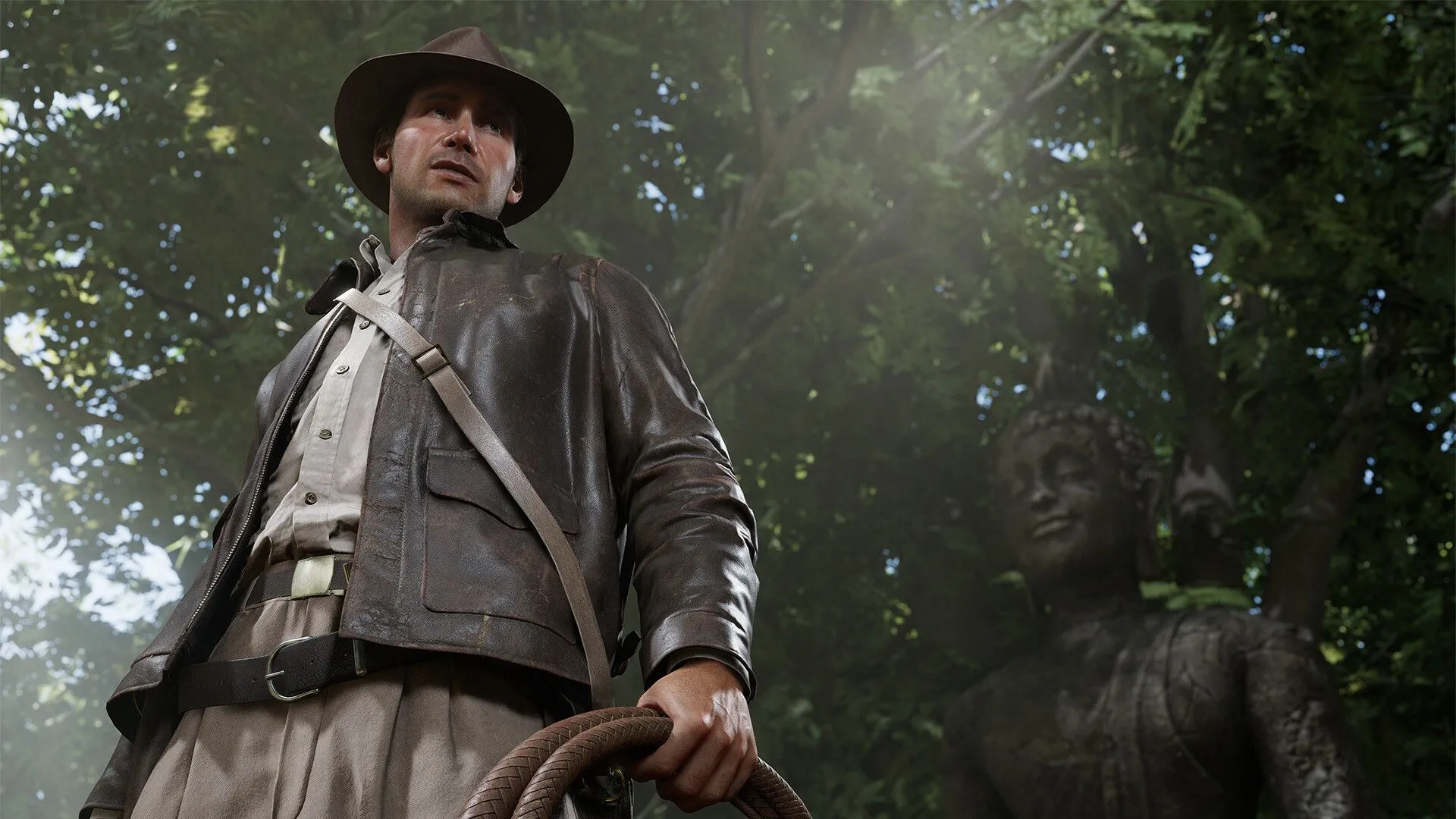 Nhân vật Indiana Jones phiêu lưu trong một cảnh game Indiana Jones and the Great Circle với đồ họa ấn tượng