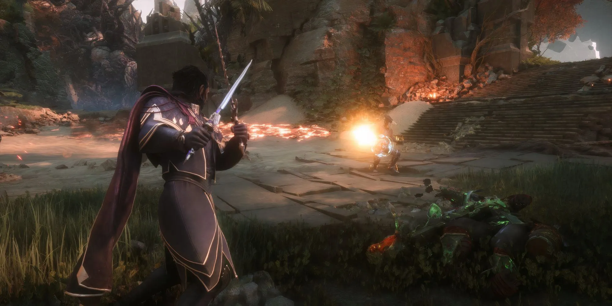 Nhân vật Lucanis trong một cảnh chiến đấu của Dragon Age The Veilguard
