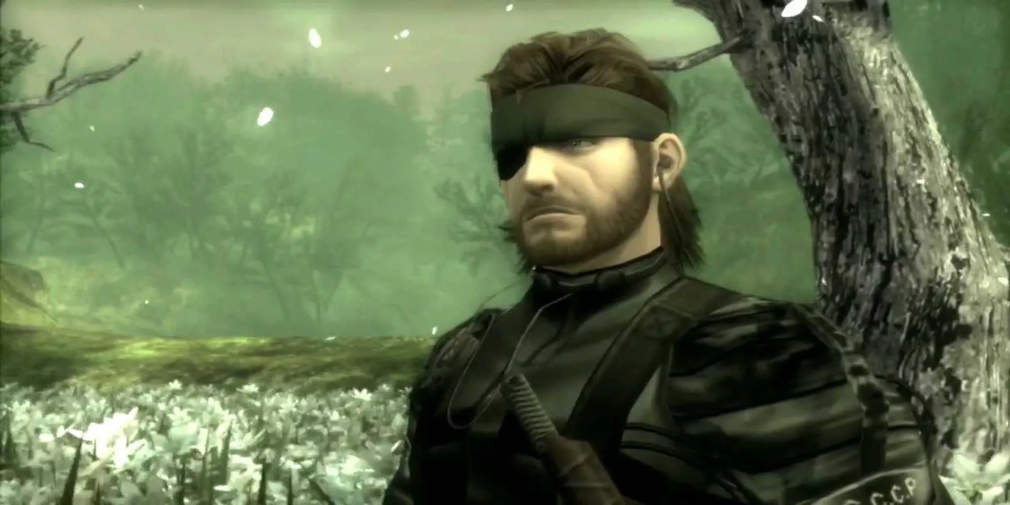 Nhân vật Snake từ Metal Gear Solid 3: Snake Eater trong bộ trang phục ngụy trang rừng rậm