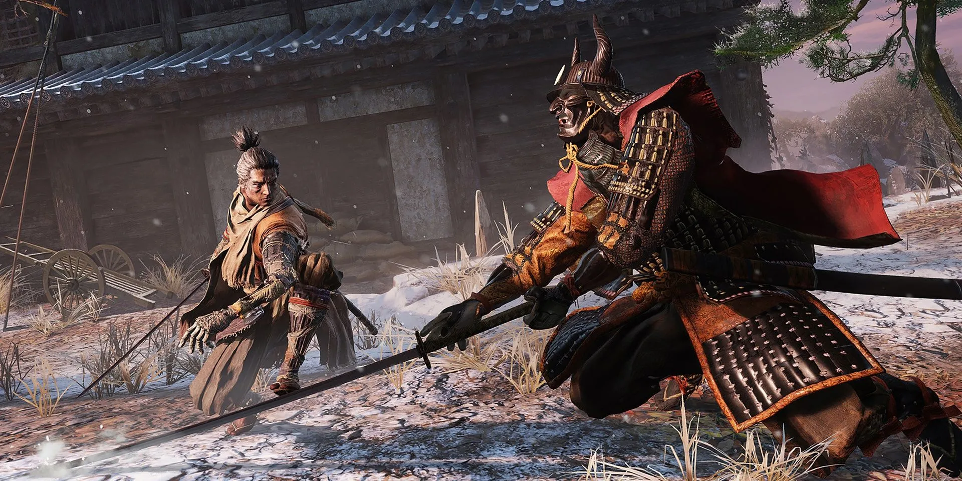 Nhân vật Sói thực hiện Mikiri Counter trong game Sekiro: Shadows Die Twice