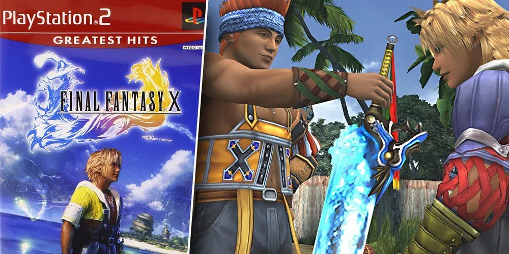 Nhân vật Tidus và Yuna trong thế giới Spira của Final Fantasy X trên PS2