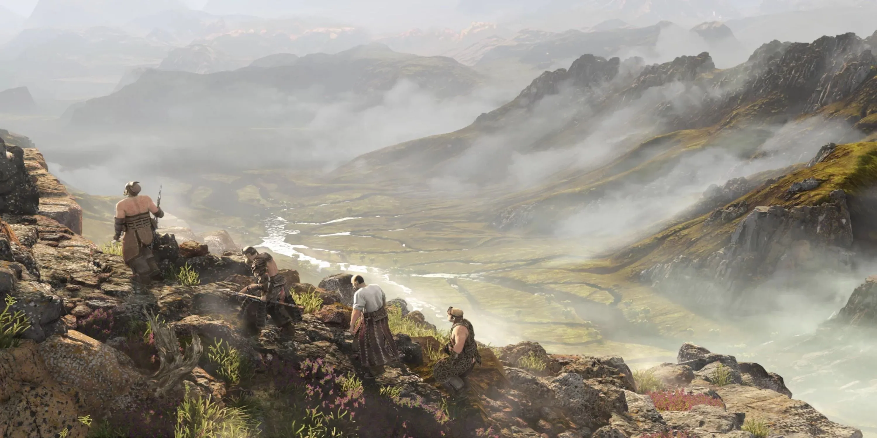 Nhân vật trong Horizon Zero Dawn đang leo lên một ngọn núi tuyết