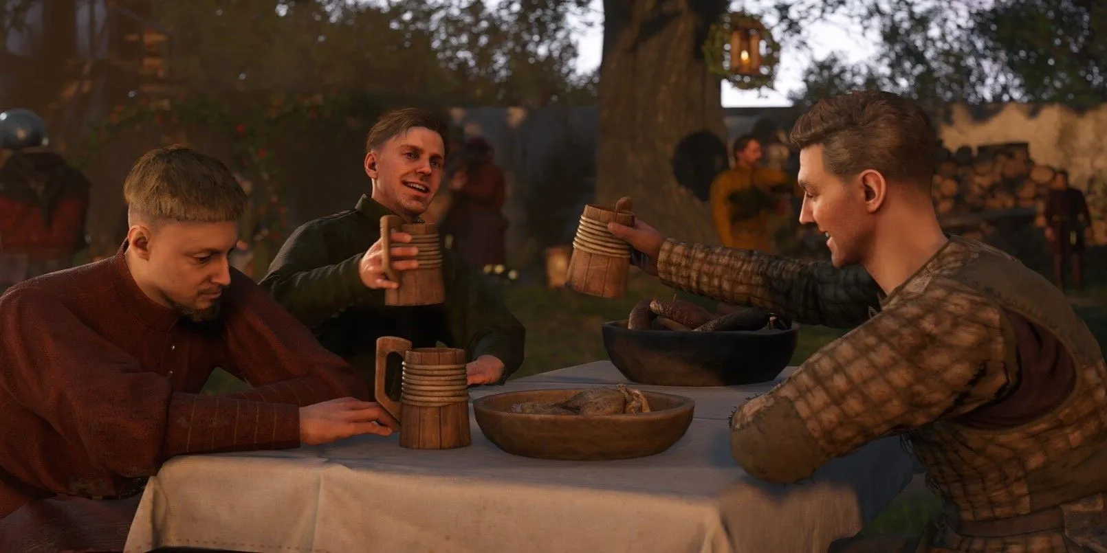 Nhân vật trong Kingdom Come Deliverance 2 đang uống rượu, thể hiện một khía cạnh đời thường trong game.
