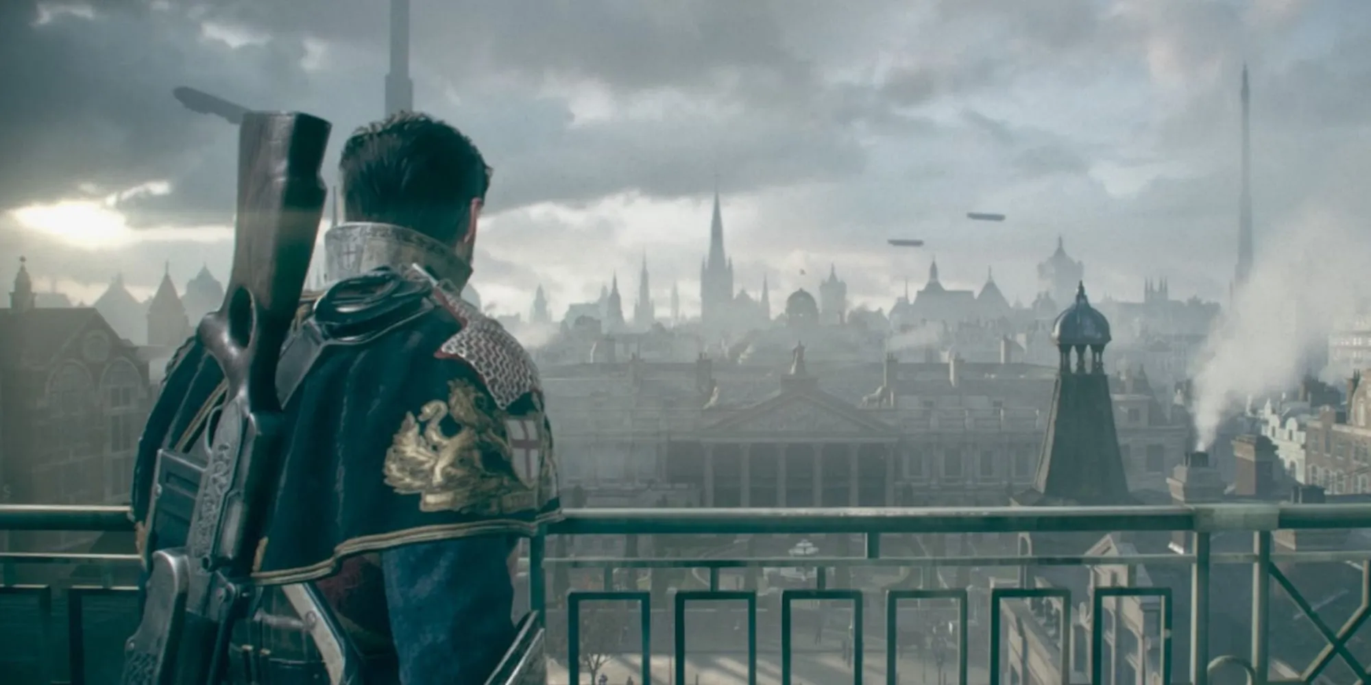 Nhân vật trong The Order 1886 nhìn bao quát thành phố từ trên cao