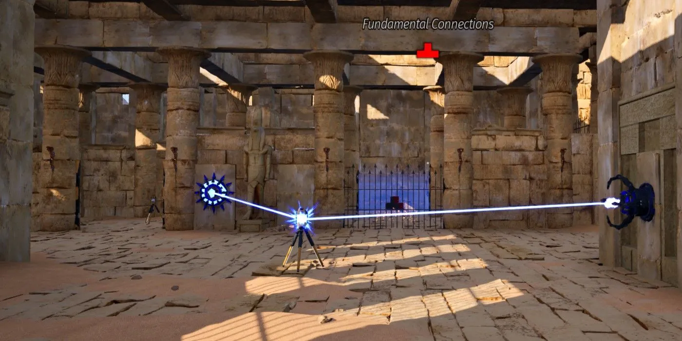Nhân vật trong The Talos Principle 2 đang giải câu đố Fundamental Connections.