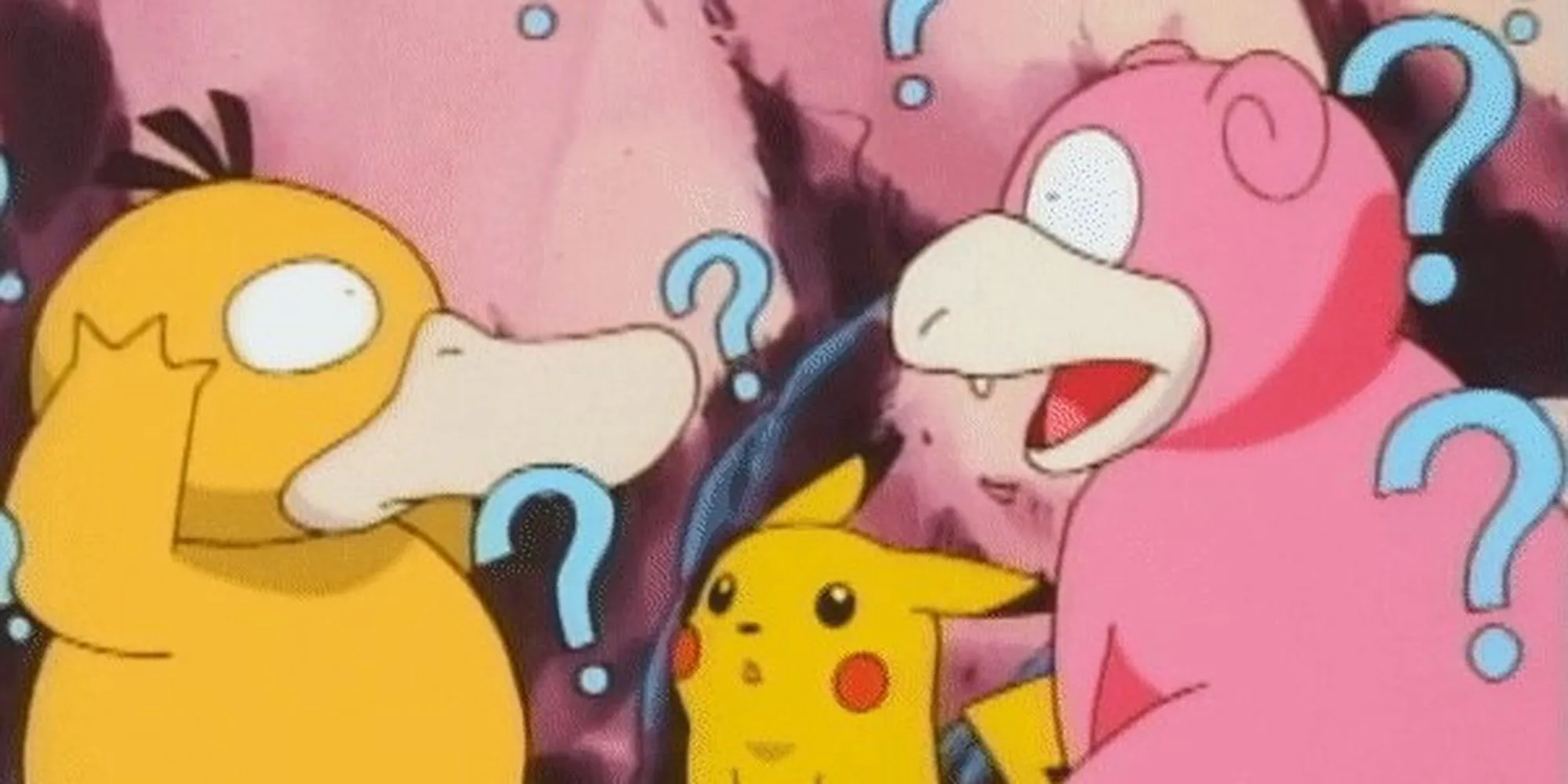 Psyduck bối rối bên cạnh Pikachu trong thế giới Pokemon