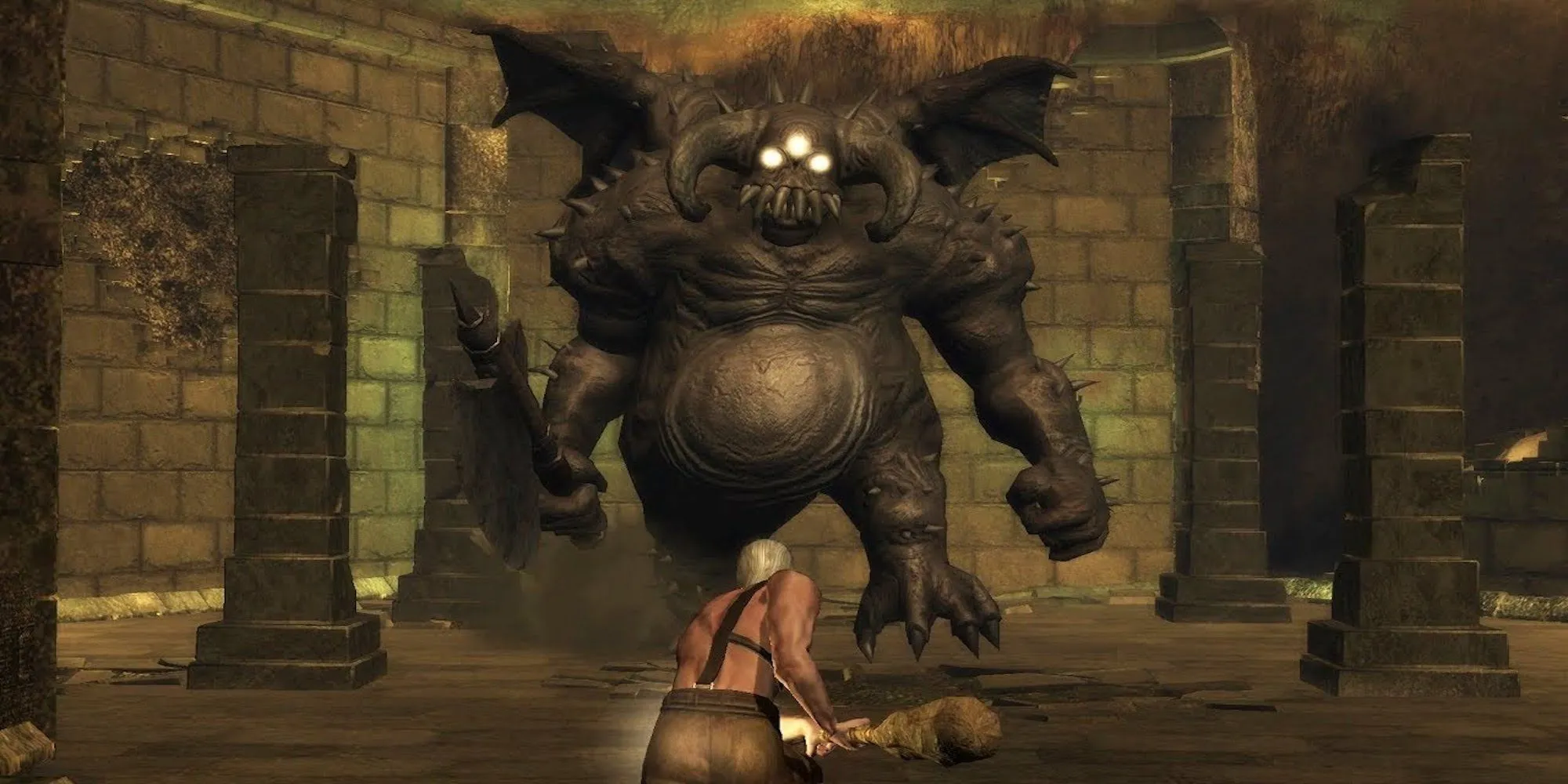 Quái vật Vanguard trong Demon's Souls chuẩn bị tấn công người chơi