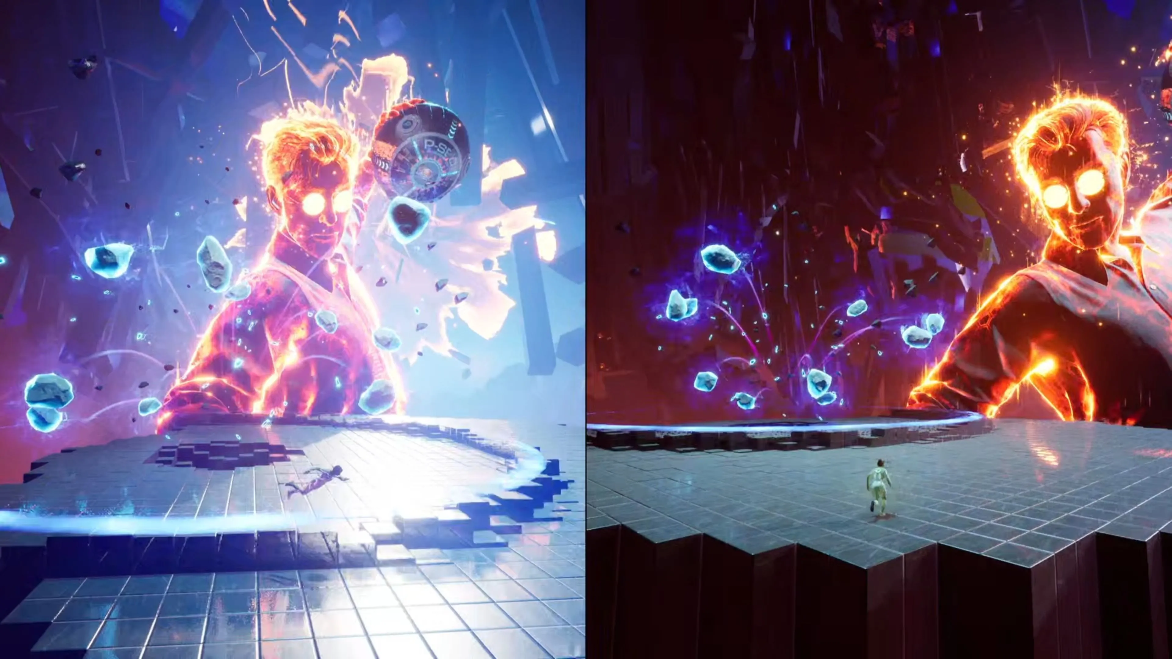 Rader trong hình dạng nhân viên bãi xe chuẩn bị tấn công Mio và Zoe trong game Split Fiction