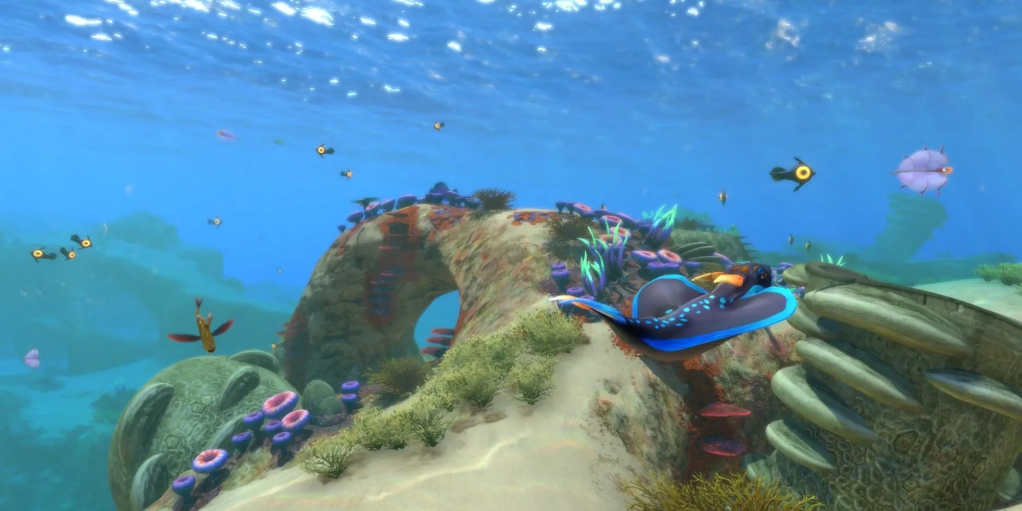 Rạn san hô đầy màu sắc trong Subnautica