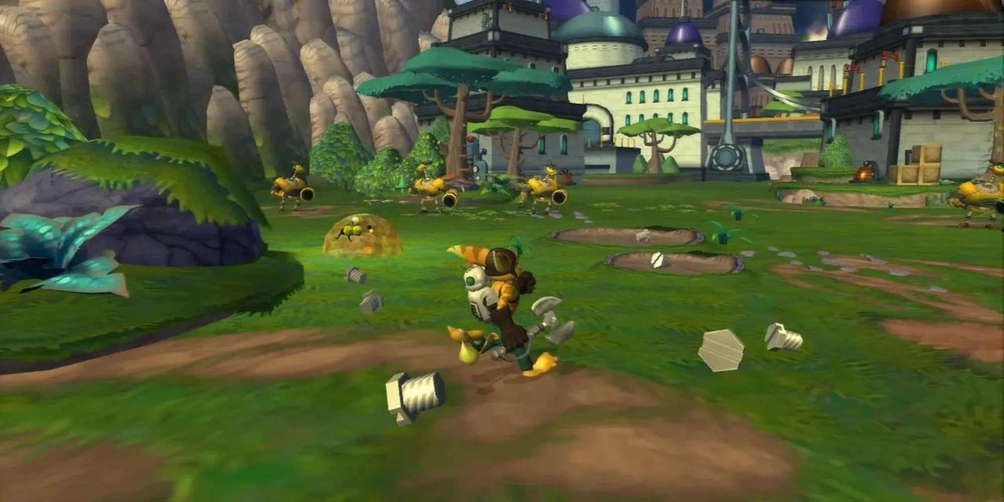 Ratchet và Clank đứng cạnh nhau, sẵn sàng cho cuộc phiêu lưu trên PS2