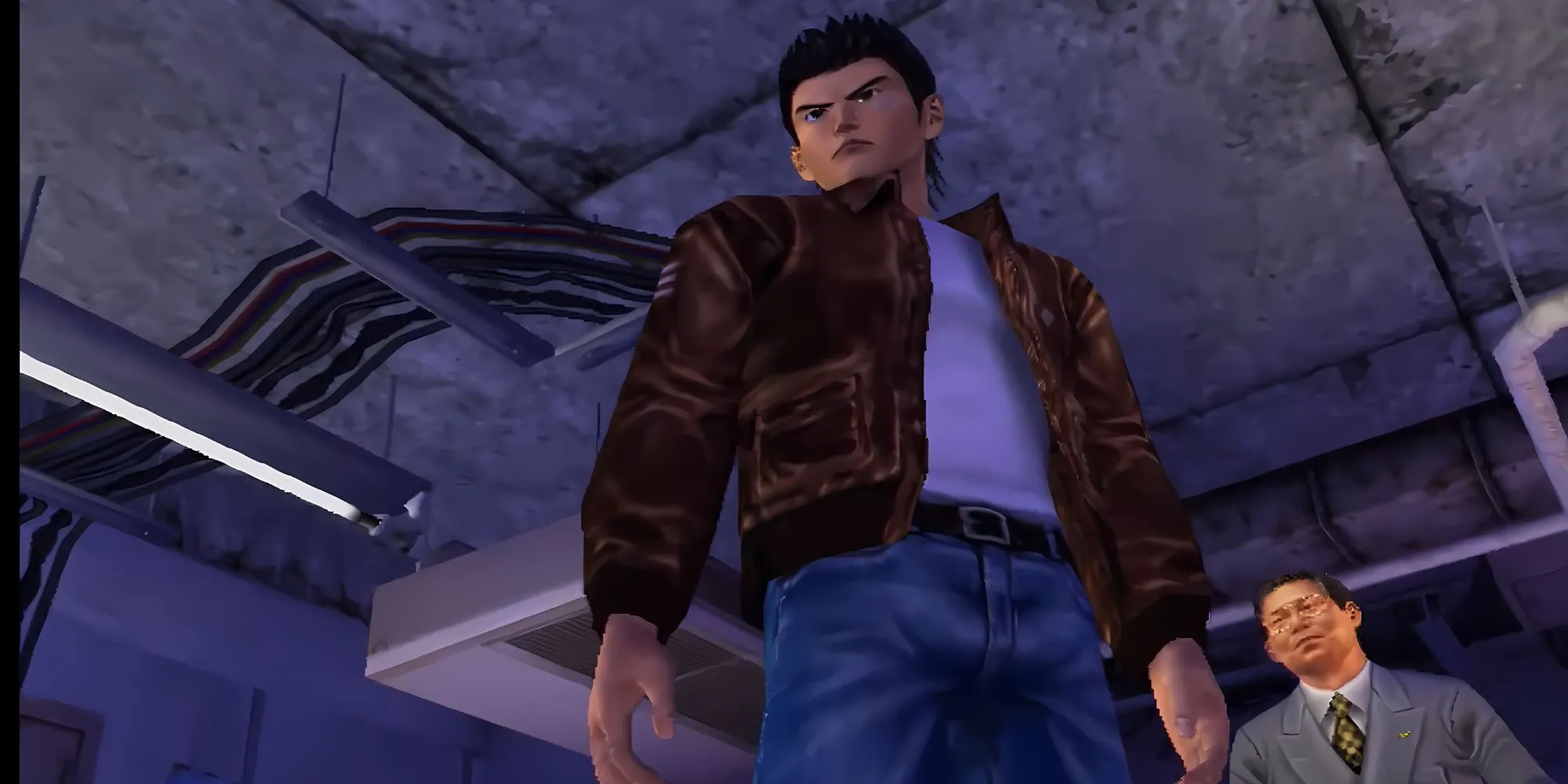 Ryo Hazuki nói chuyện với Hidekazu Yukawa trong Shenmue