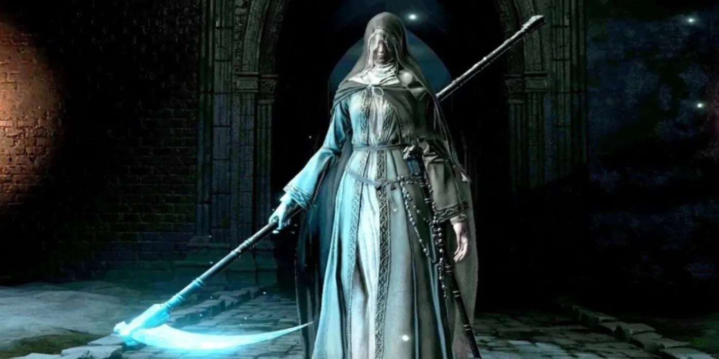 Sister Friede với lưỡi hái tử thần trong Dark Souls 3
