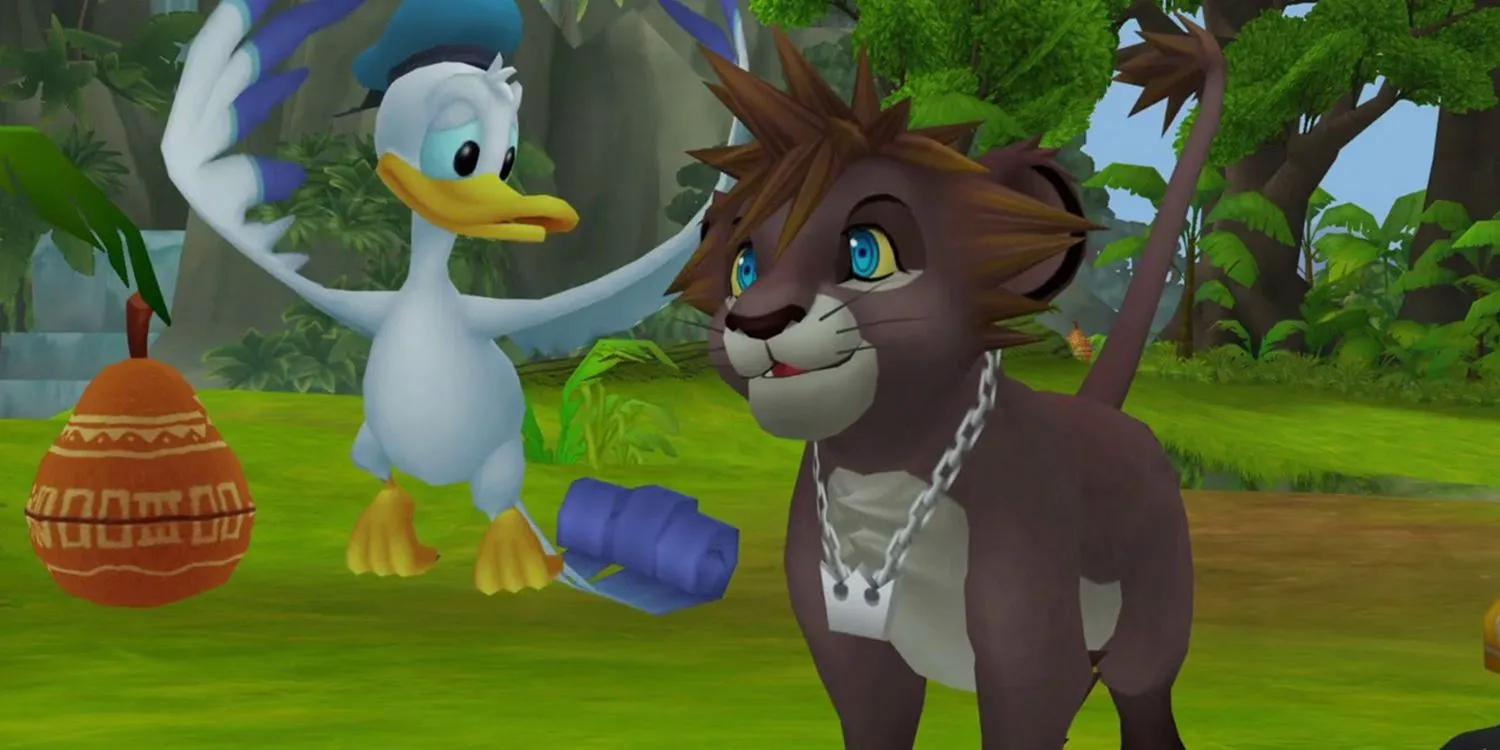 Sora biến thành sư tử con tại Pride Lands trong Kingdom Hearts 2