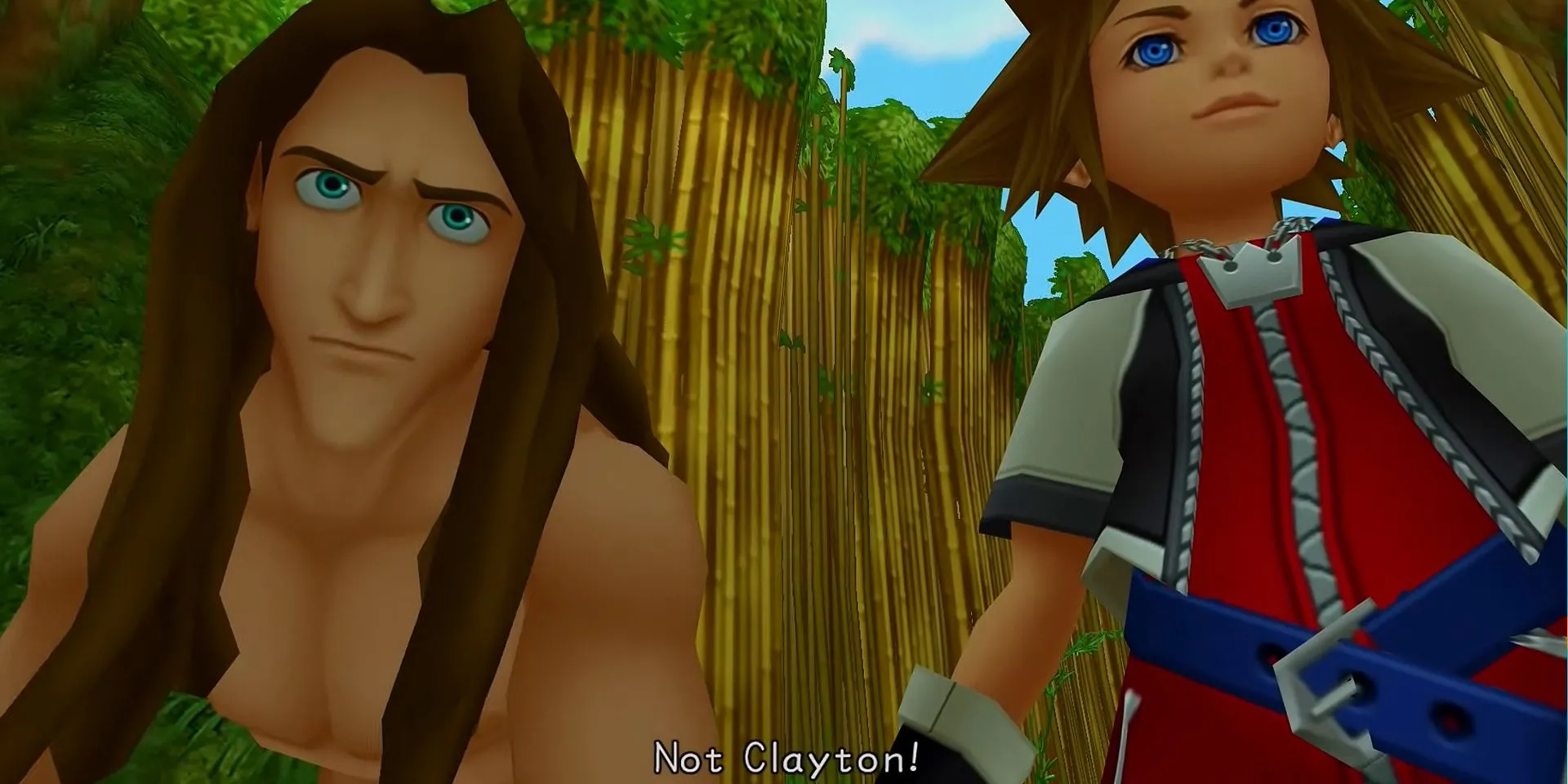 Sora gặp Tarzan trong thế giới Deep Jungle của Kingdom Hearts 1