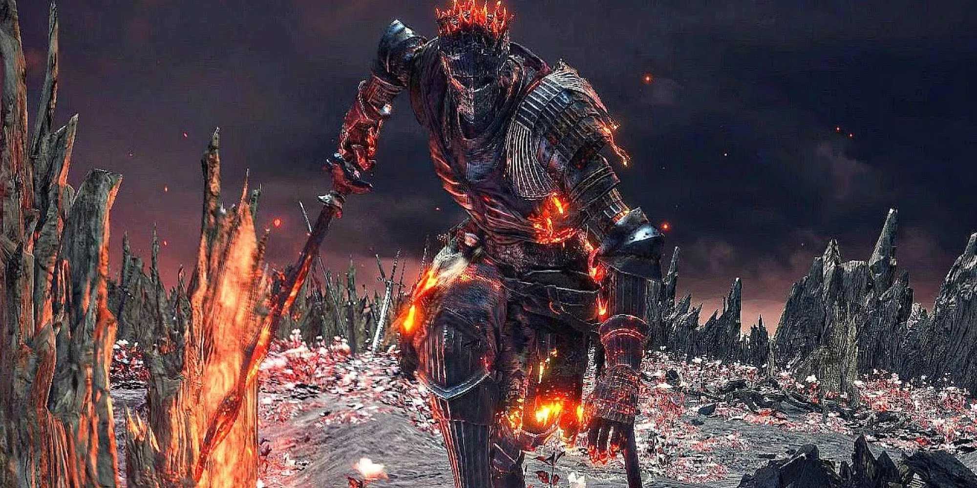 Soul of Cinder lao về phía người chơi trong trận đấu boss Dark Souls 3