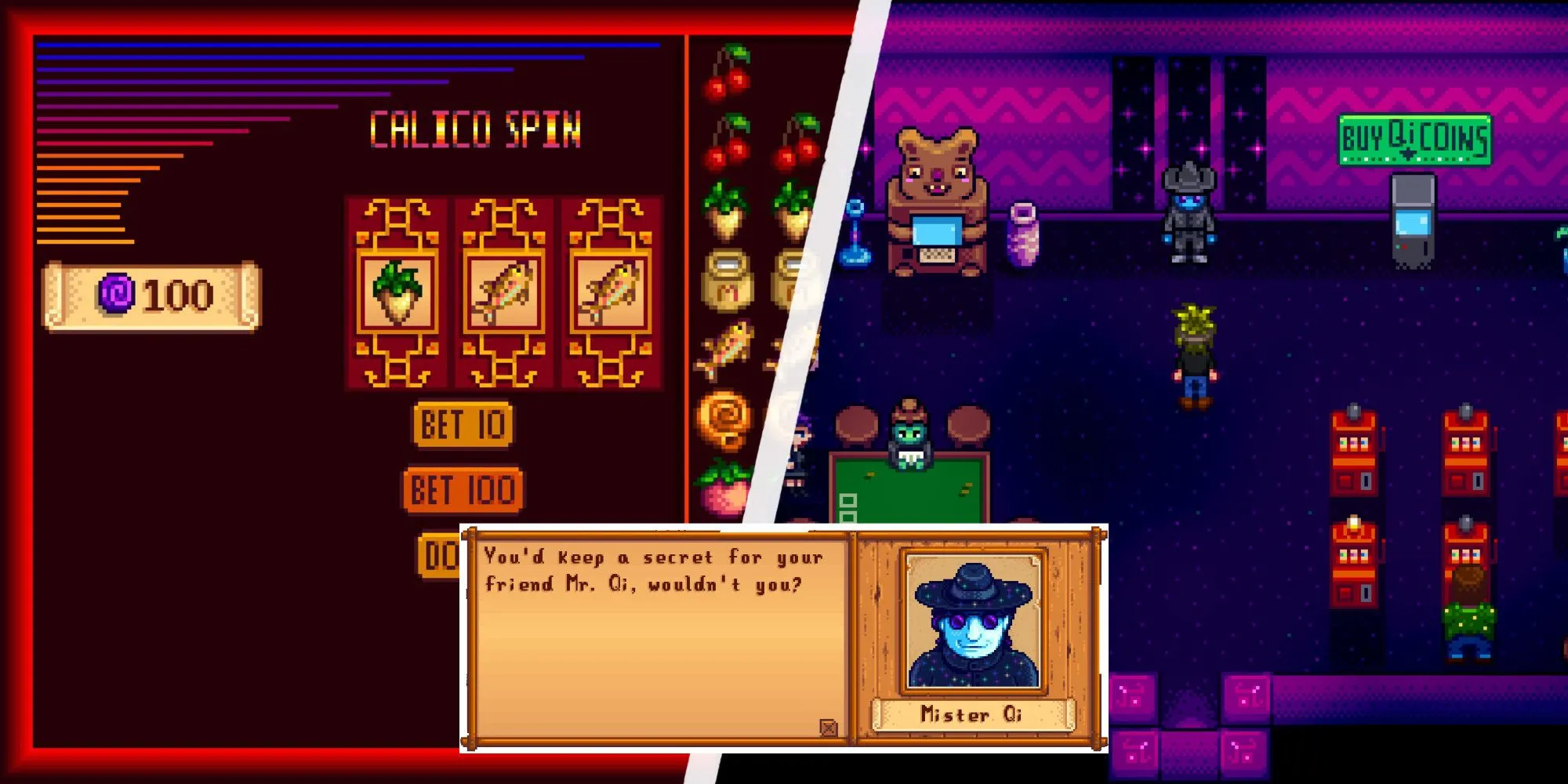 speaking with mr qi in the casino in stardew valley
