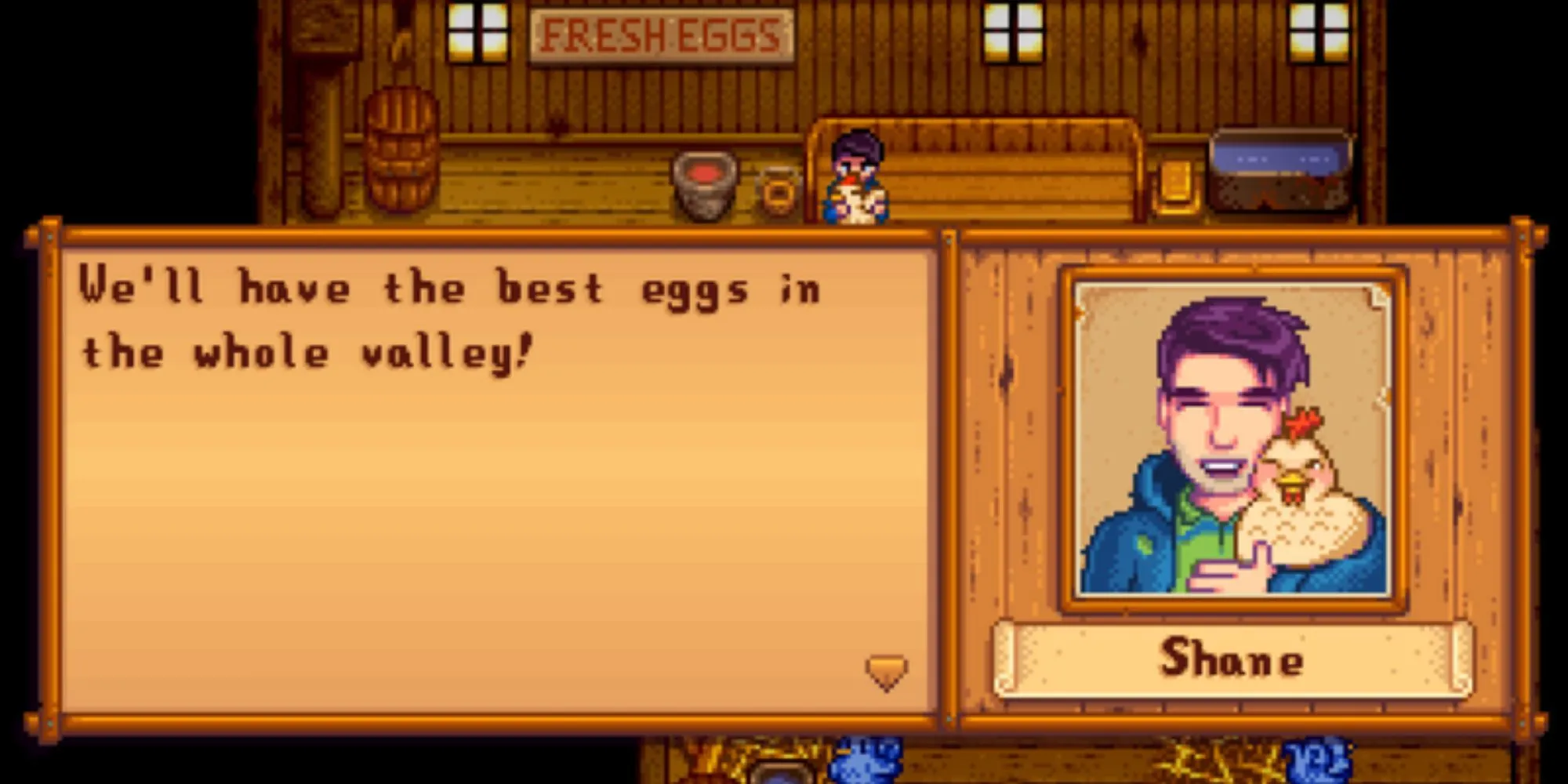 Sự kiện trái tim của Shane trong Stardew Valley, nơi người chơi tương tác với anh ấy