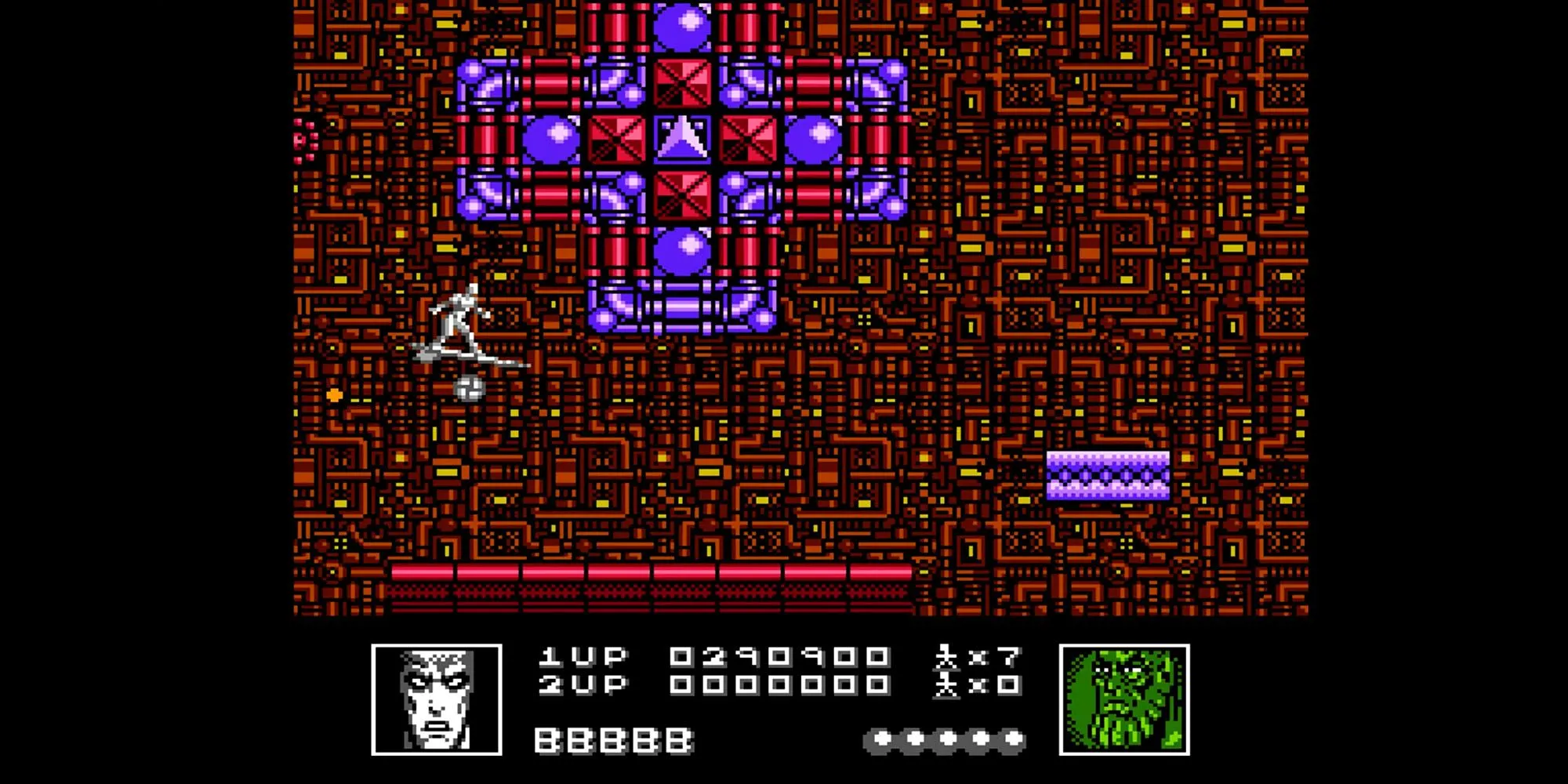 Tàu không gian né tránh đạn dày đặc trong màn chơi của Silver Surfer trên NES