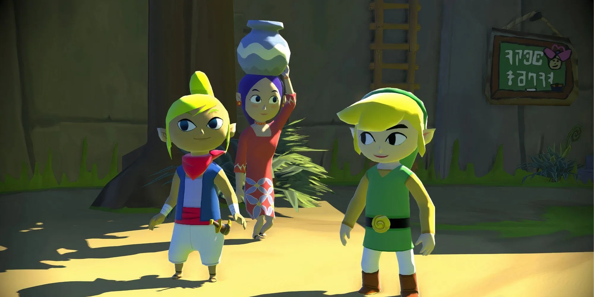 Tetra và Link nói chuyện với NPC trong The Legend of Zelda: The Wind Waker HD