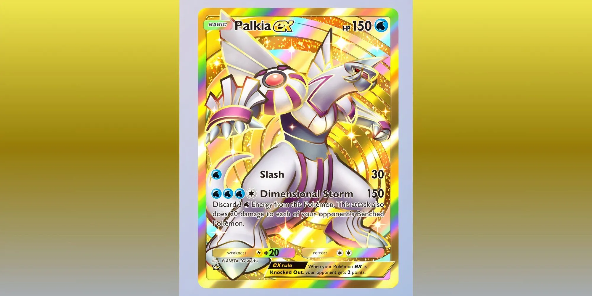 Thẻ bài Palkia EX hệ Nước với chiêu Dimensional Storm trong Pokemon TCG Pocket