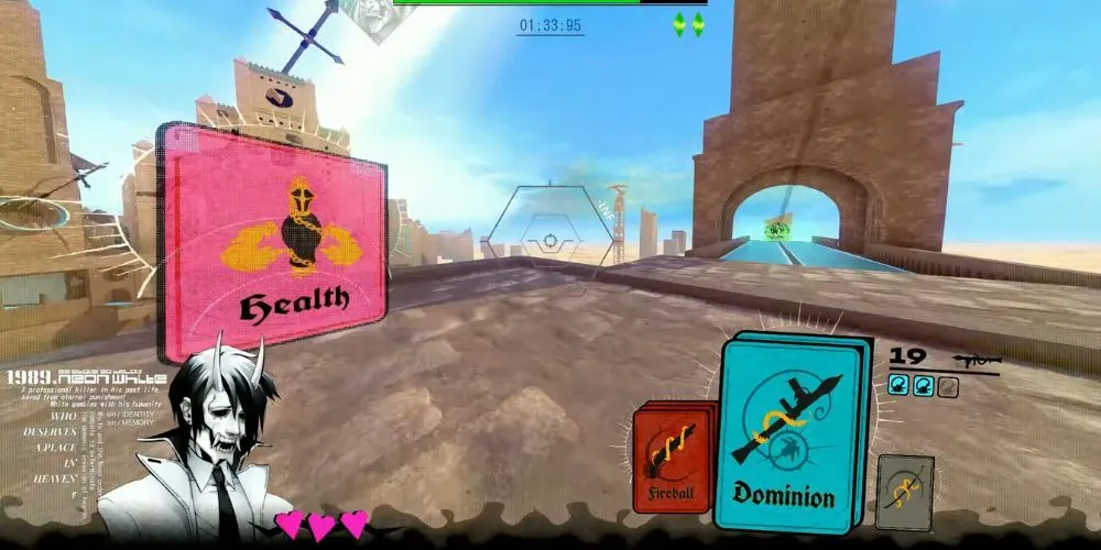 Thẻ Health Soul Card trong Neon White, một trong những công cụ để speedrun hiệu quả