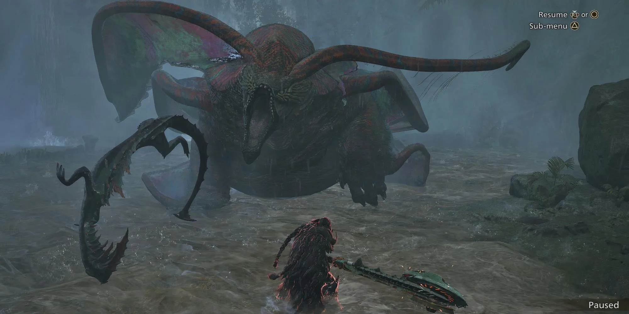 Thợ săn đối đầu quái vật Uth Duna trong Monster Hunter Wilds