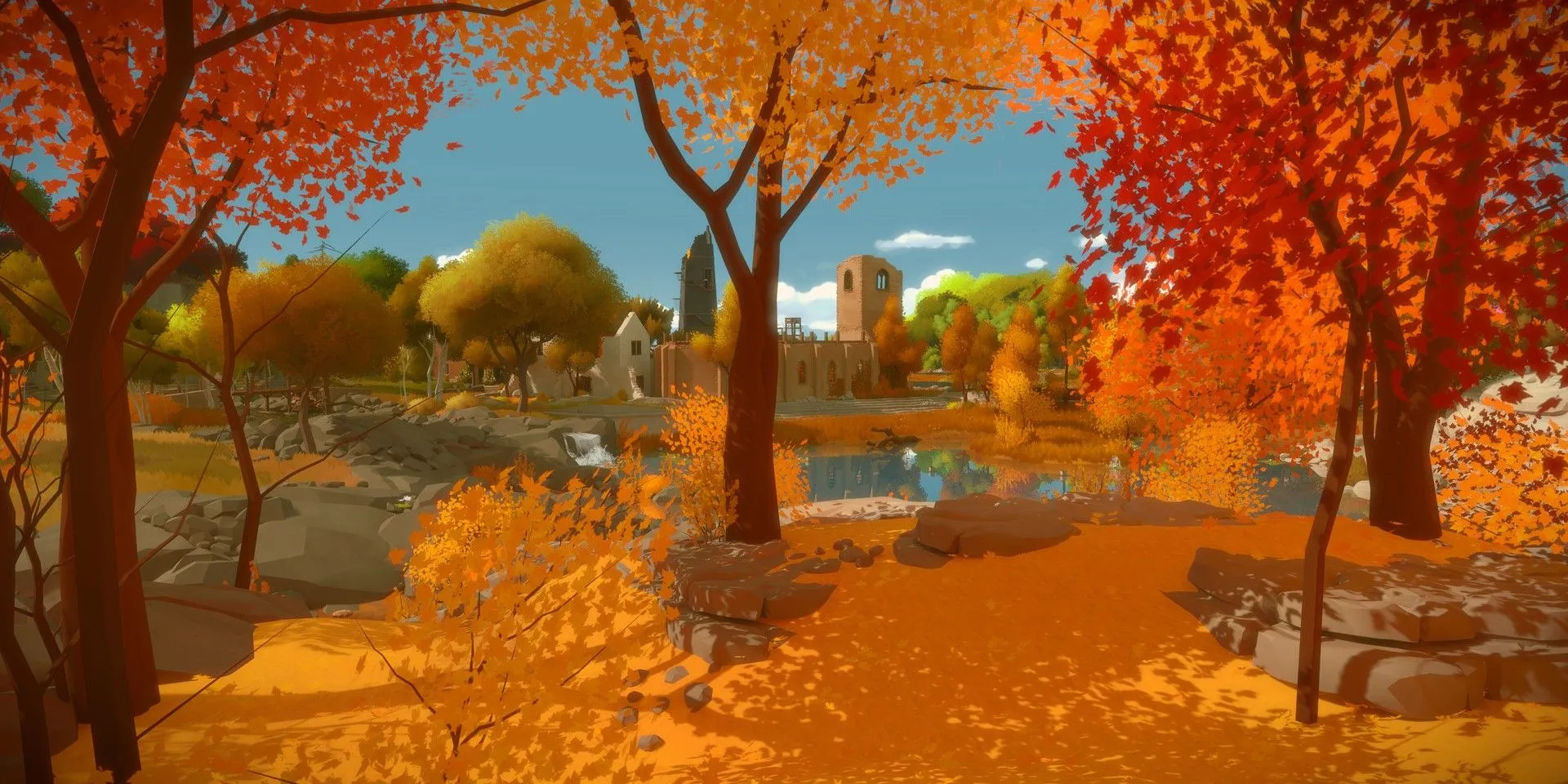 Toàn cảnh hòn đảo đầy màu sắc trong The Witness.