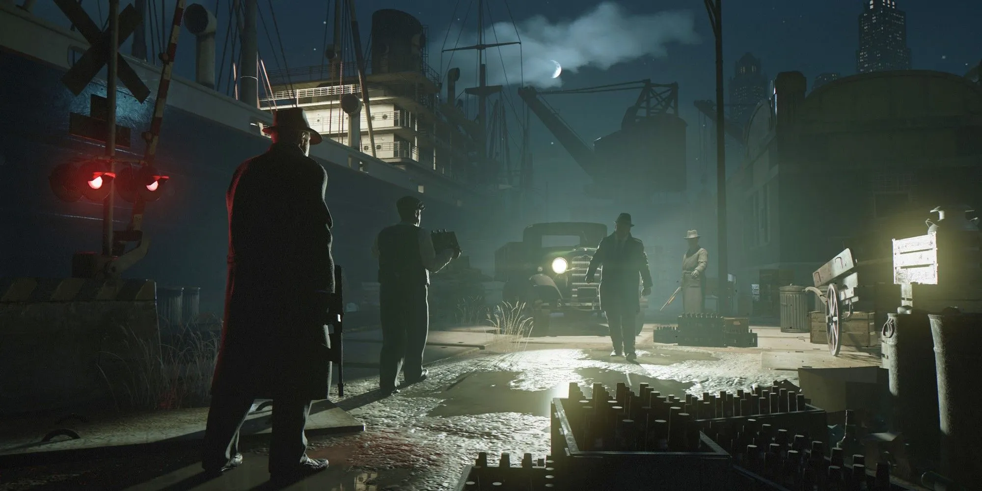 Tommy Angelo trong bối cảnh đêm của Mafia: Definitive Edition