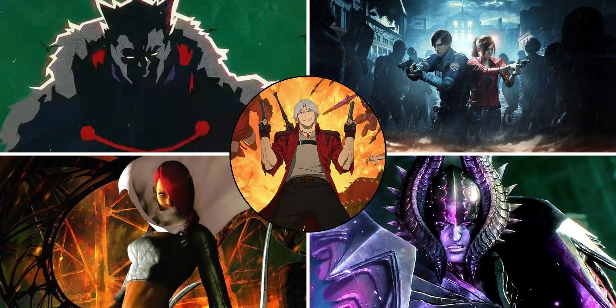 Tổng hợp các nhân vật chính Dante, Vergil, Lady trong series Devil May Cry Netflix, thể hiện các tham chiếu game