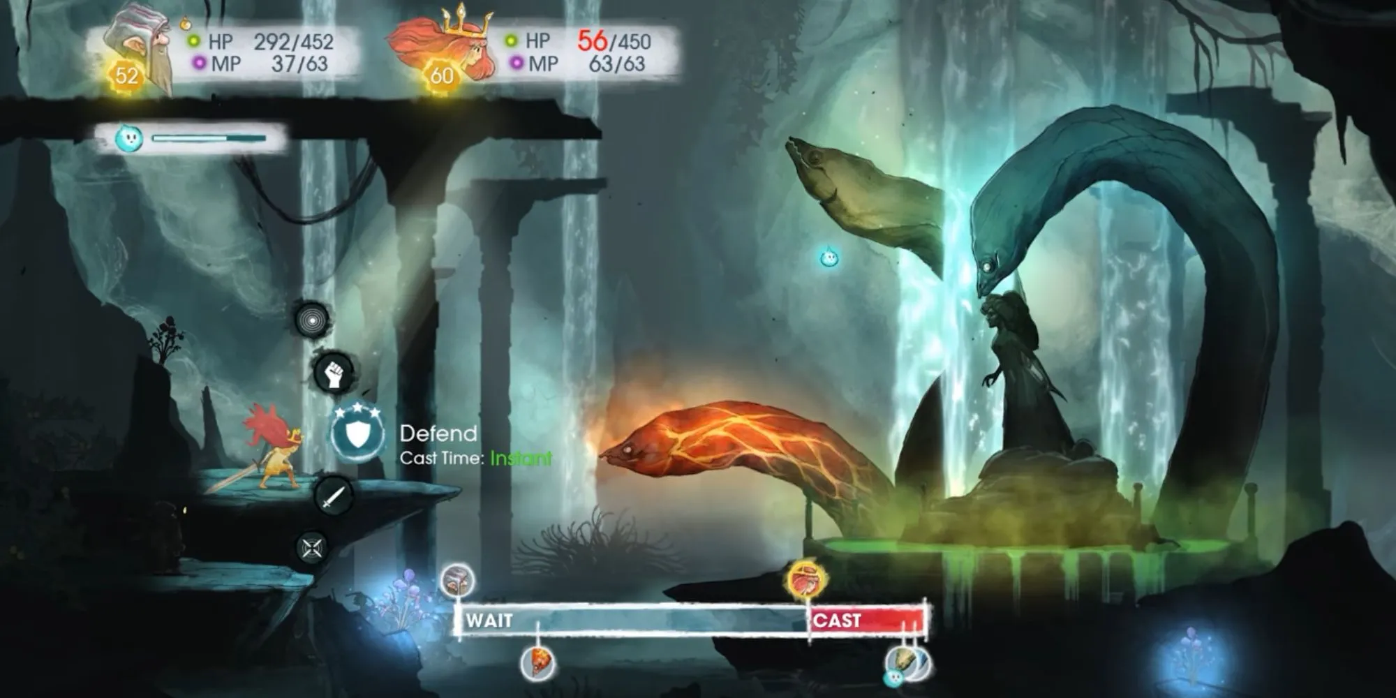 Trận đấu trong Child of Light với thanh ATB và vai trò của Igniculus