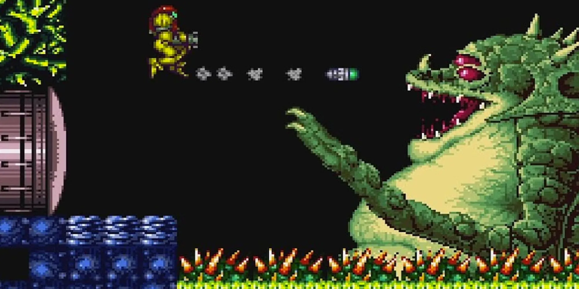 Trùm Kraid khổng lồ trong game Super Metroid kinh điển